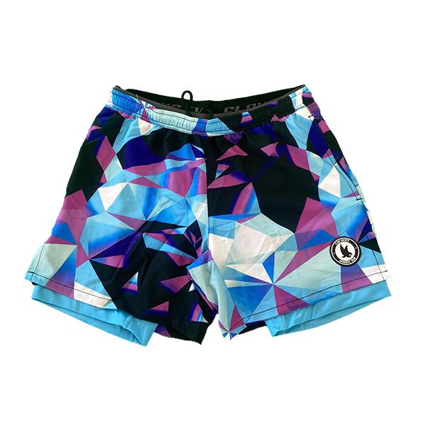 Men's Sky Pastel Diamond Geo 2-in-1 Compression Shorts - Athletic Workout Running Gym & Lounge Wear for Active Lifestyle
