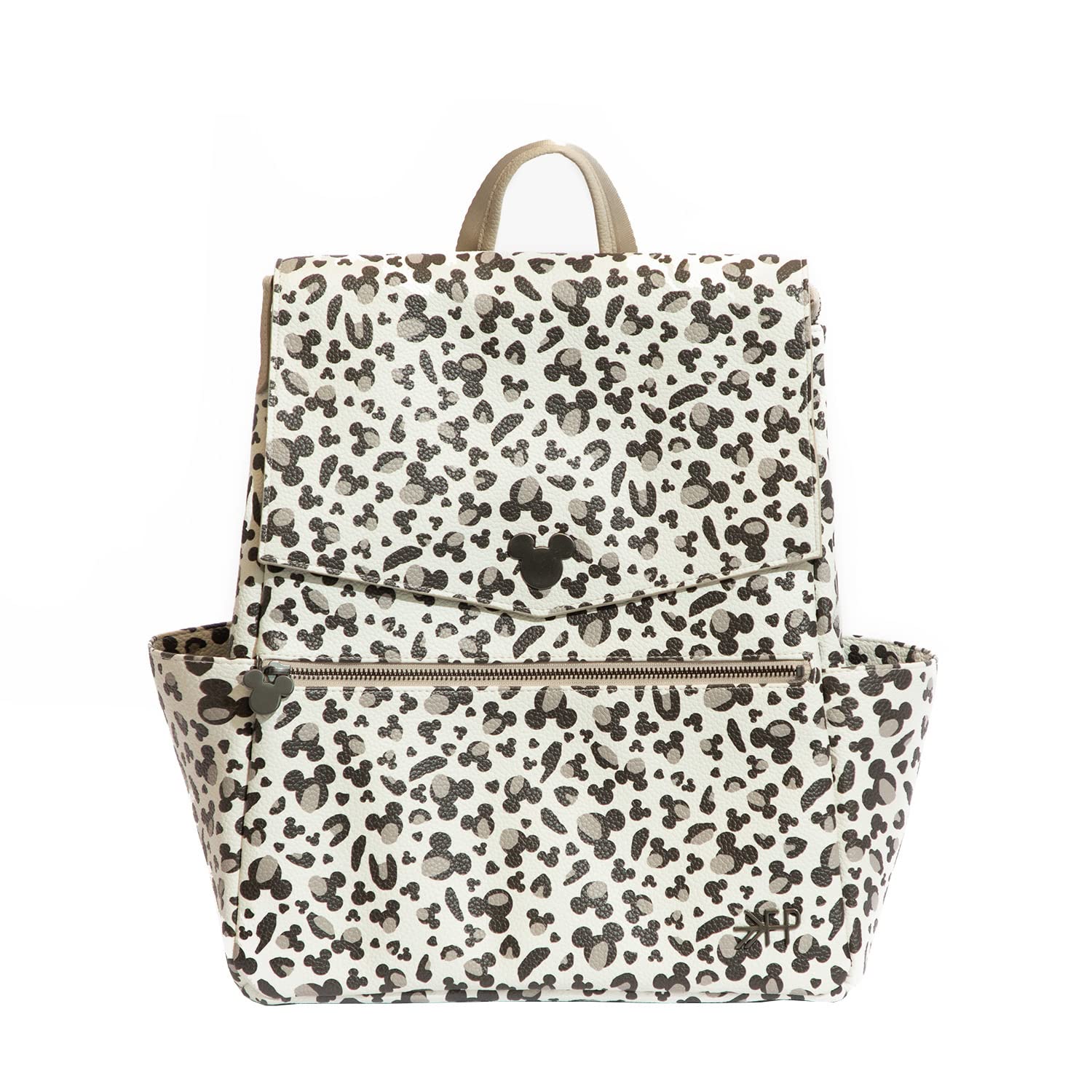 Freshly Picked Classic Diaper Bag Backpack - Waterproof Vegan Leather with Changing Pad & Convertible Design (Mickey Leopard Print) - Perfect for Baby Essentials, Travel & On-the-Go Parents