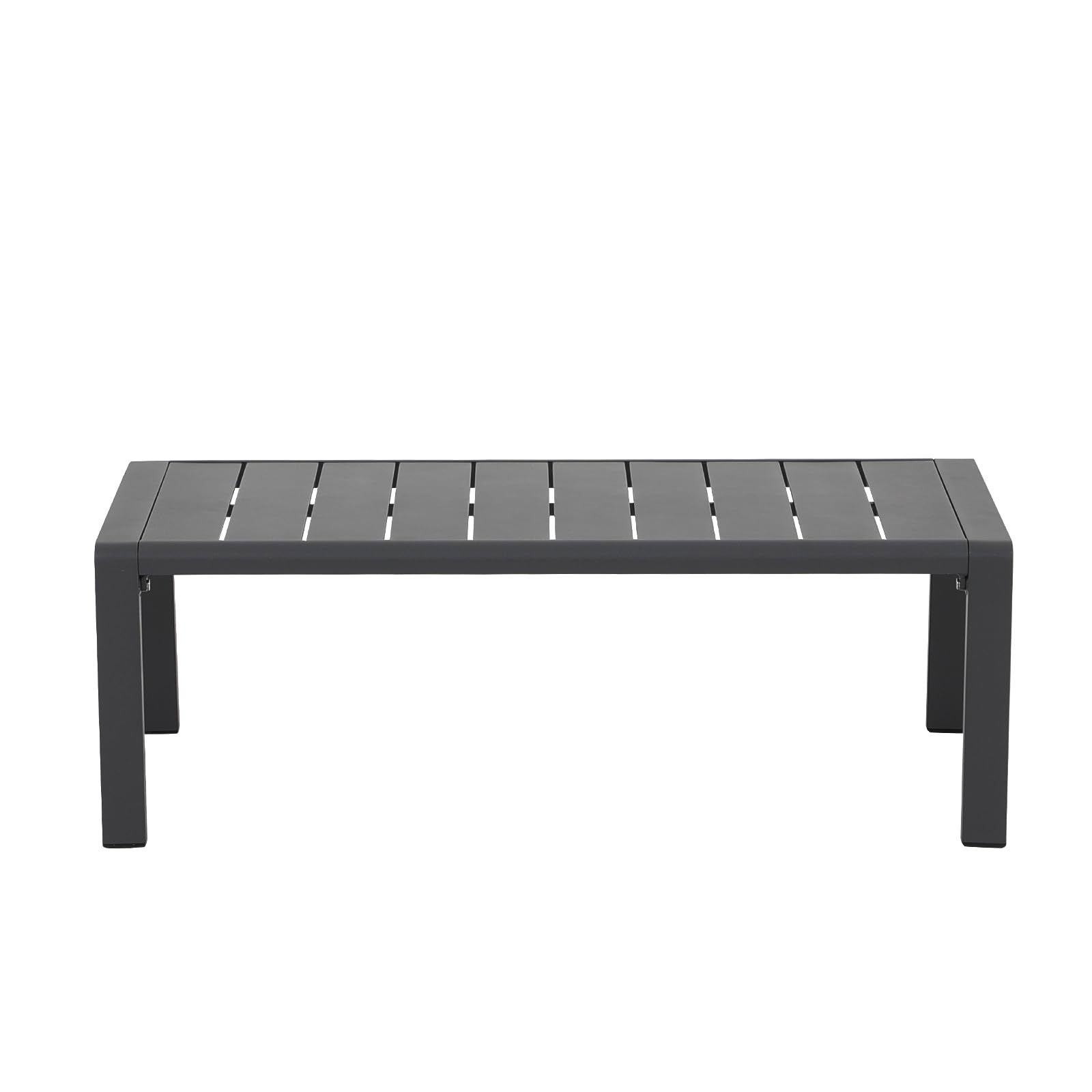 Patiorama Aluminum Outdoor Patio Coffee Table - All-Weather Metal Rectangle Coffee Table with Slatted Tabletop (150 lbs Capacity) for Deck, Garden, Balcony & Poolside - Dark Grey | Perfect for Outdoor Entertaining & Relaxation