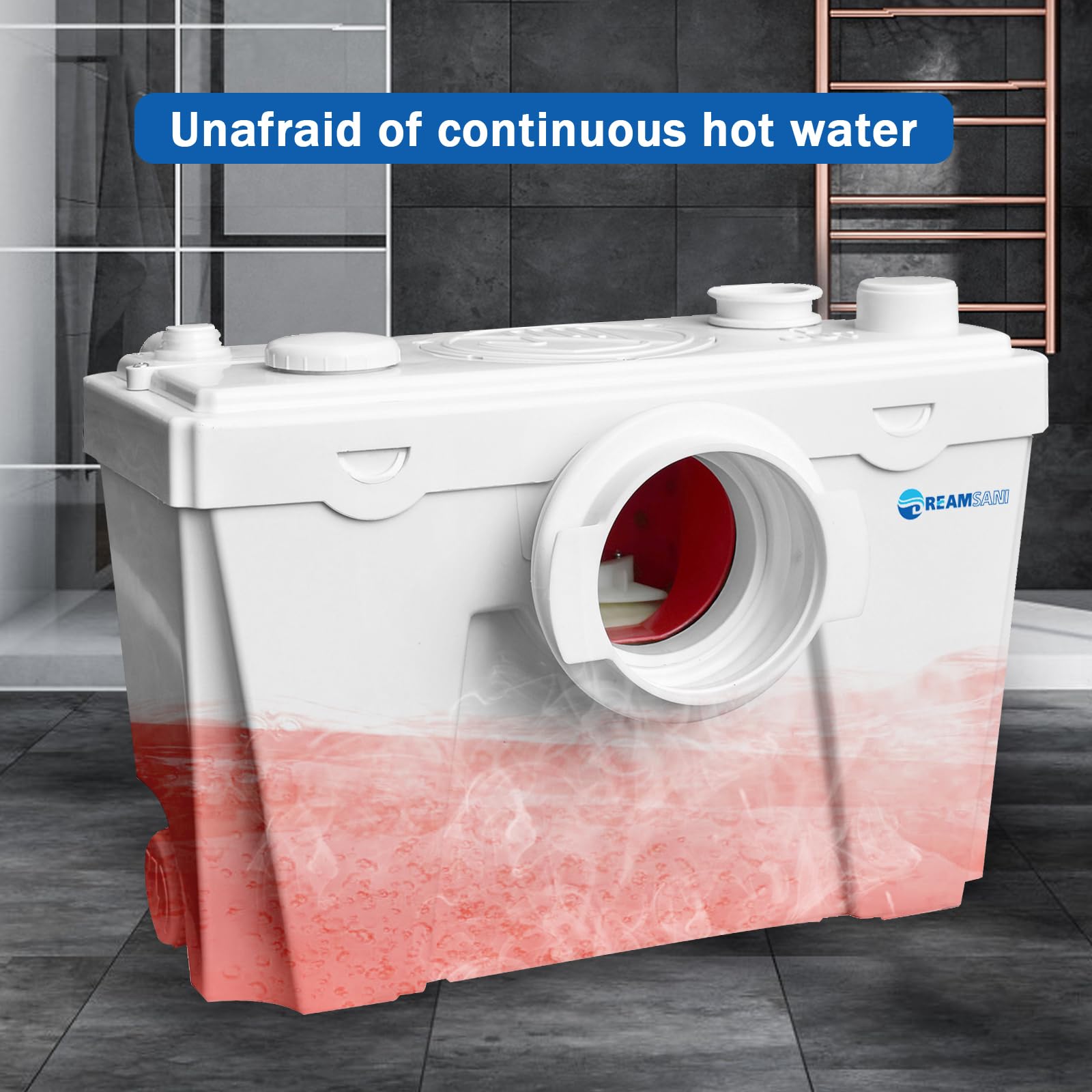 500W Macerator Pump for Macerating Toilet Sewage System - Heavy Duty Waste Water Disposal Pump with 4 Water Inlets for Bathroom, Sink & Domestic Use - Perfect for RV, Marine & Residential Waste Management
