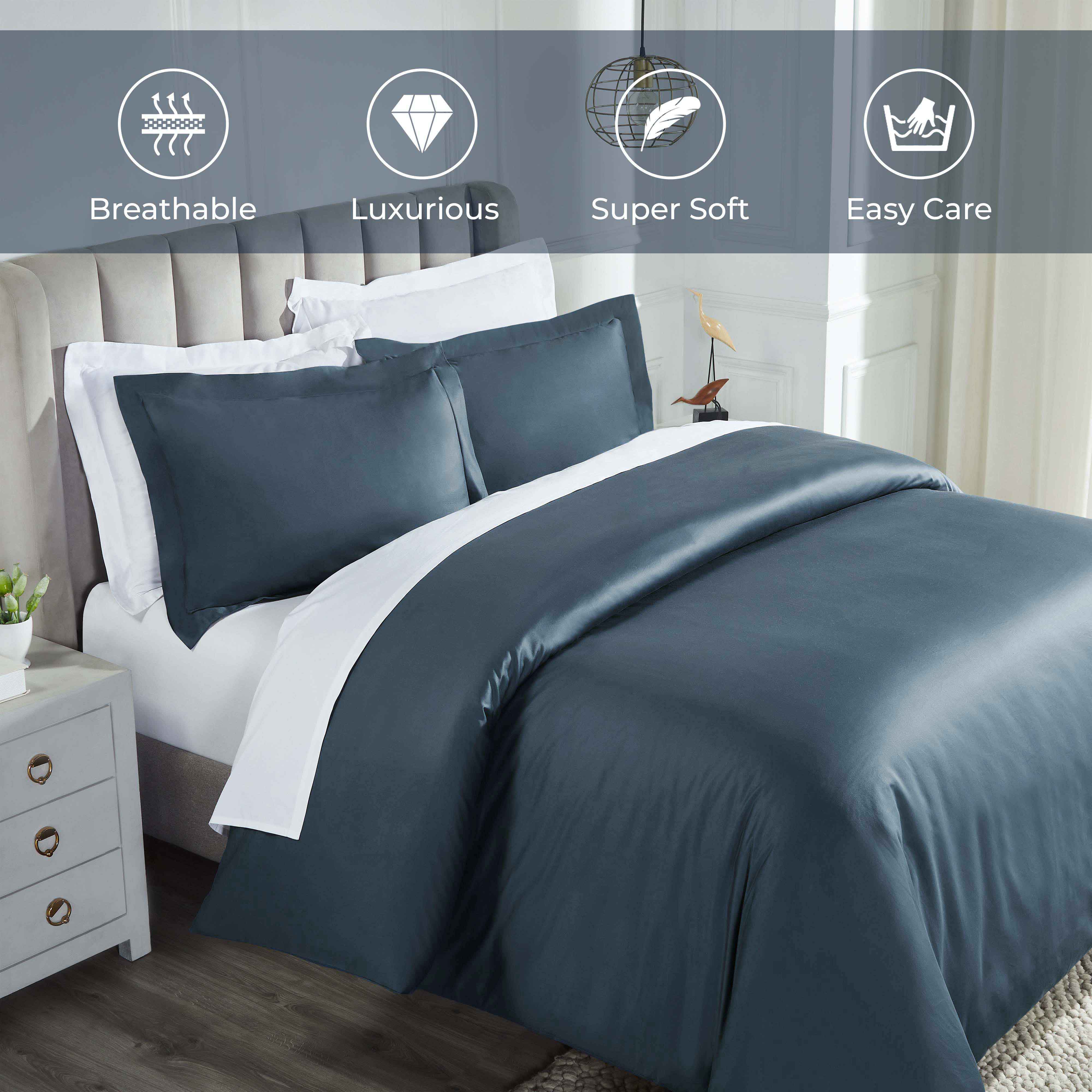 Luxury 850 Thread Count 100% Cotton Duvet Cover Set - King Size, Soft & Breathable Bedding for Hotel-Like Comfort - Perfect for Master Bedrooms, Guest Rooms & Airbnb Stays
