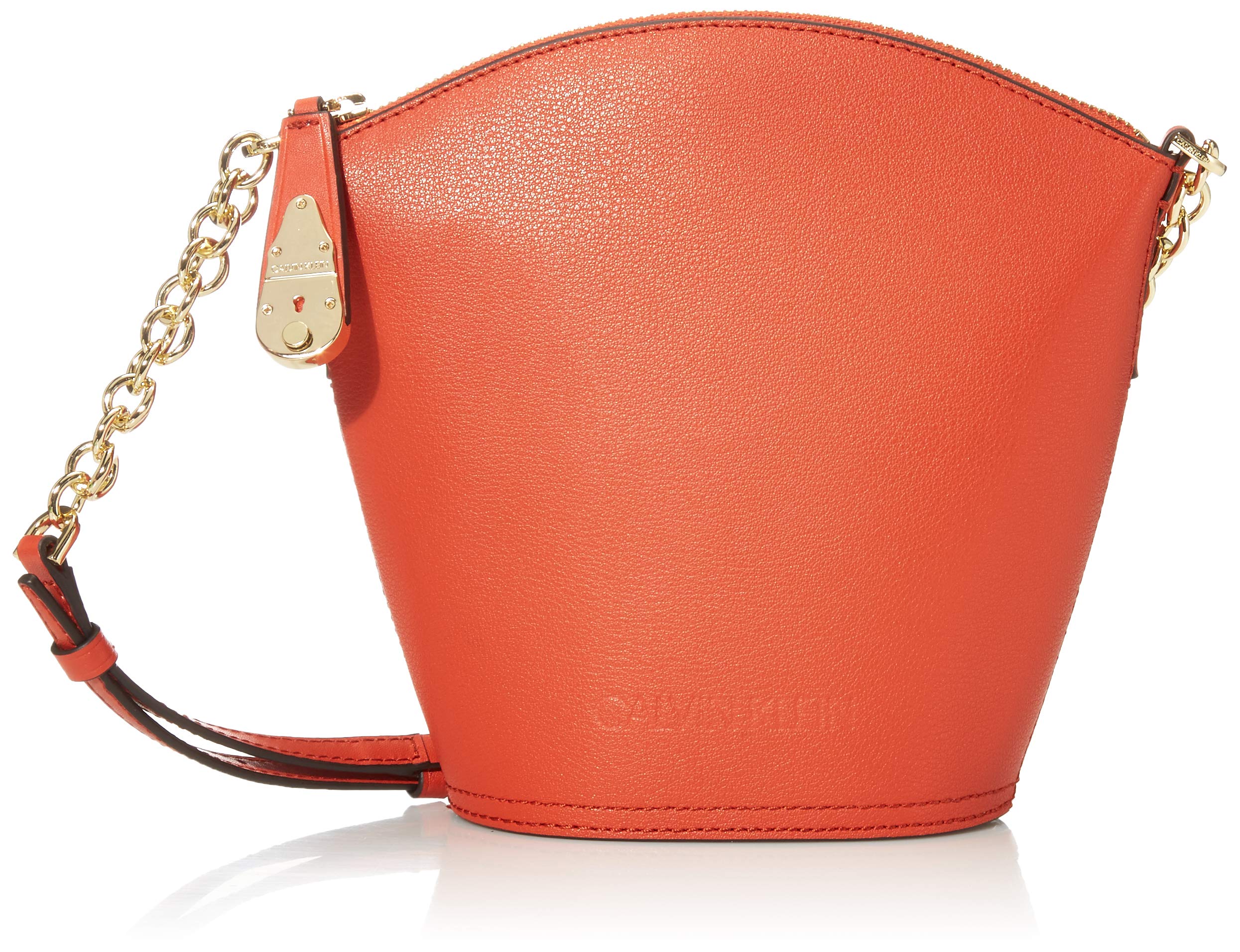 Calvin Klein Statement Series Lock Daytona Leather North/South Top Zip Crossbody Bag for Women | Stylish Shoulder Purse for Work, Travel & Everyday Use