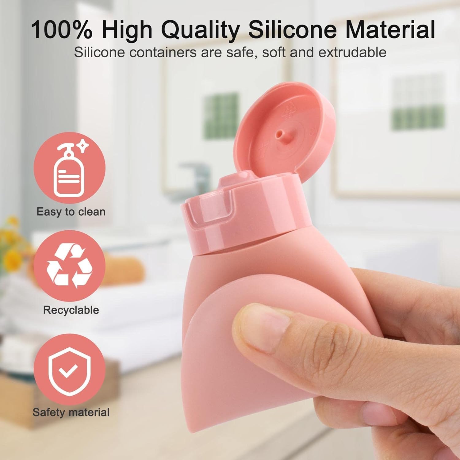 Leak-Proof Silicone Travel Bottles Set (6-Pack) - 60ml Mini Squeeze Containers for Toiletries & Cosmetics | TSA Approved Travel Accessories for Shampoo, Lotion & Liquid Essentials | Perfect for Airplane, Gym & Vacation