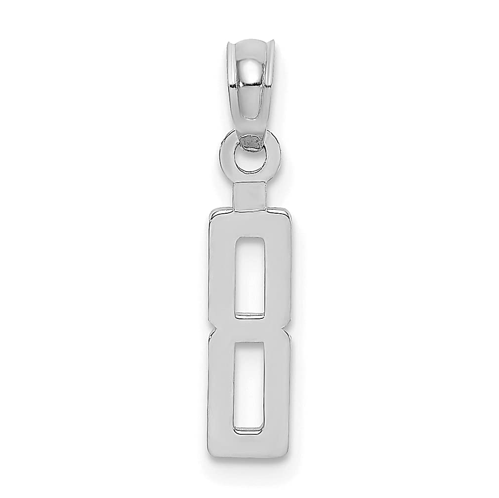 10K White Gold Number 8 Block Charm Necklace Pendant - Elegant Fine Jewelry for Women - Perfect Birthday, Anniversary & Graduation Gifts for Her - Ideal for Everyday Wear & Special Occasions