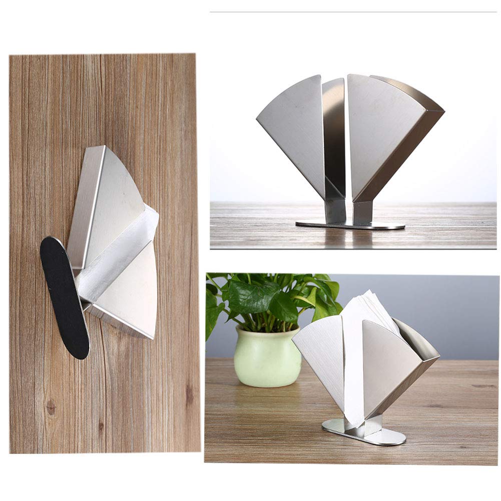Stainless Steel Freestanding Fan-Shaped Napkin Holder - Durable Kitchen & Restaurant Napkin Dispenser for Home, Bar, and Dining Decor - Perfect for Kitchen Countertops, Tables, and Buffets