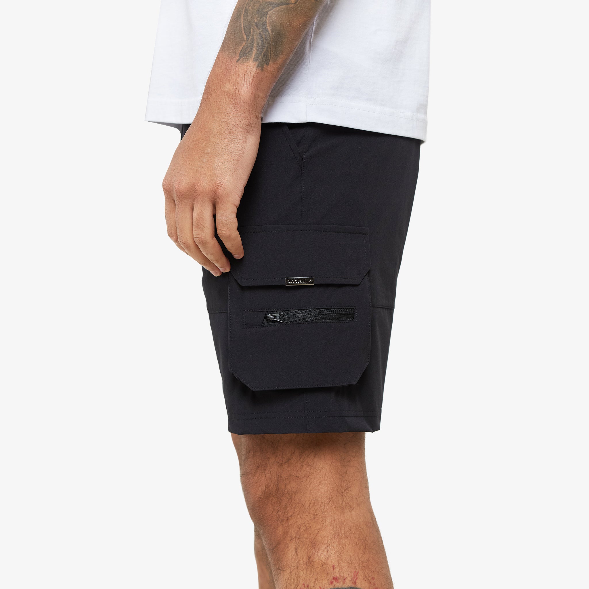 Tech Stretch Poly Cargo Shorts for Men - Comfortable Black Workout & Outdoor Hiking Shorts with Multiple Pockets | Perfect for Gym, Running, Travel & Casual Wear