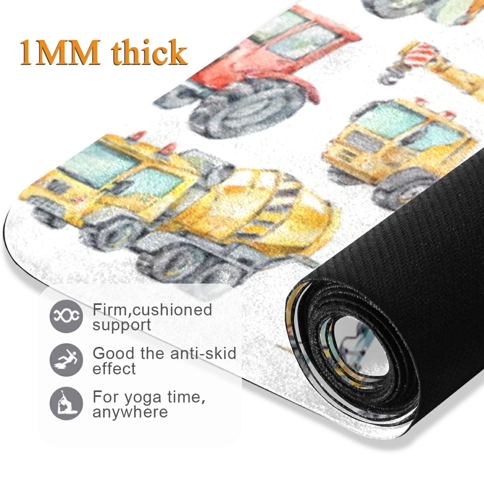 Non-Slip 1mm Yoga Mat - Durable Folding Fitness Mat for Pilates & Workouts at Home/Gym