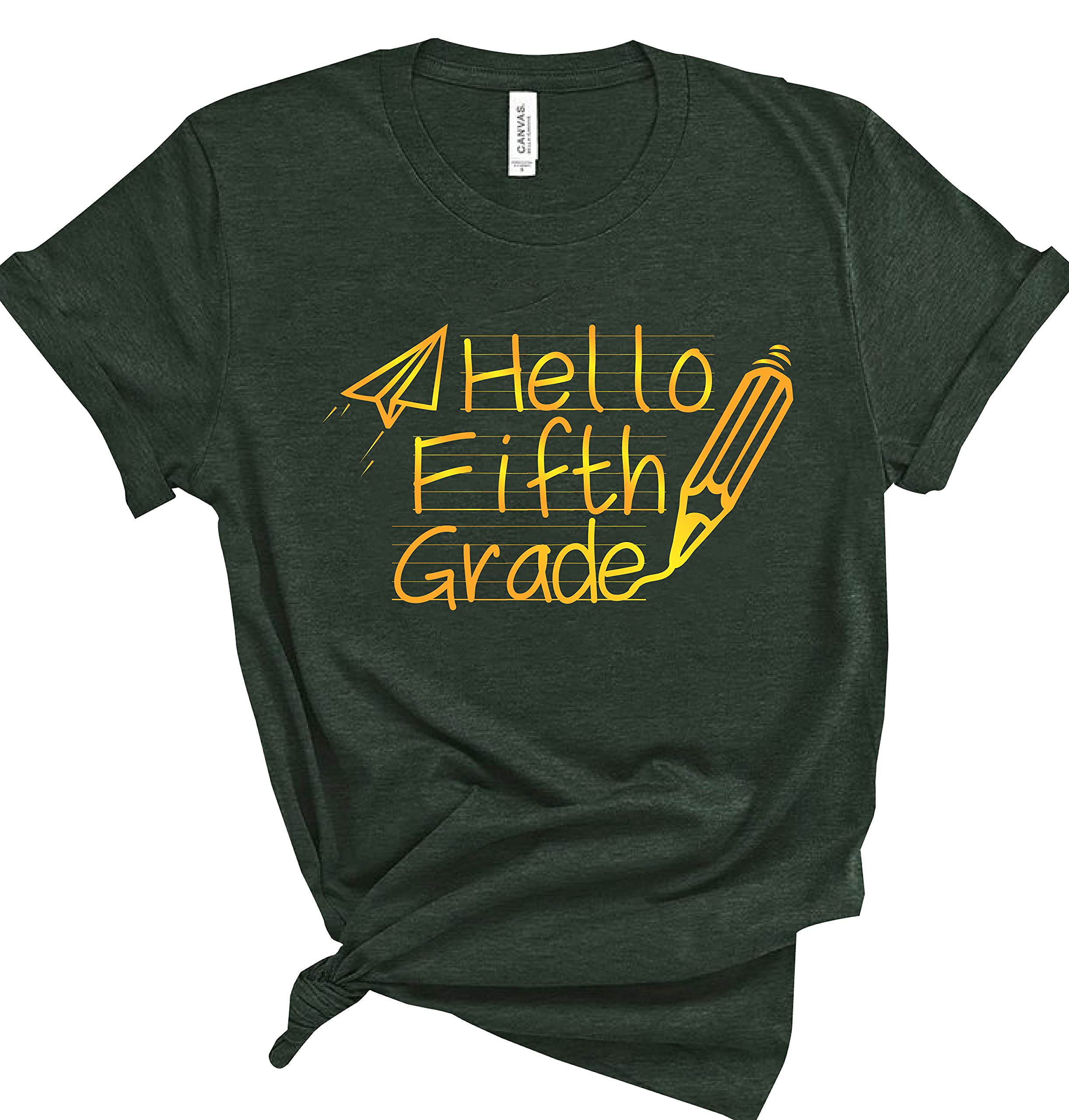 Personalized Hello Fifth Grade T-Shirts for Teachers - Custom Back to School Shirts for Women & Men - First Day of 5th Grade Graphic Tees - Casual Teacher Outfits - Perfect for Classroom, School Events & Teacher Appreciation Gifts