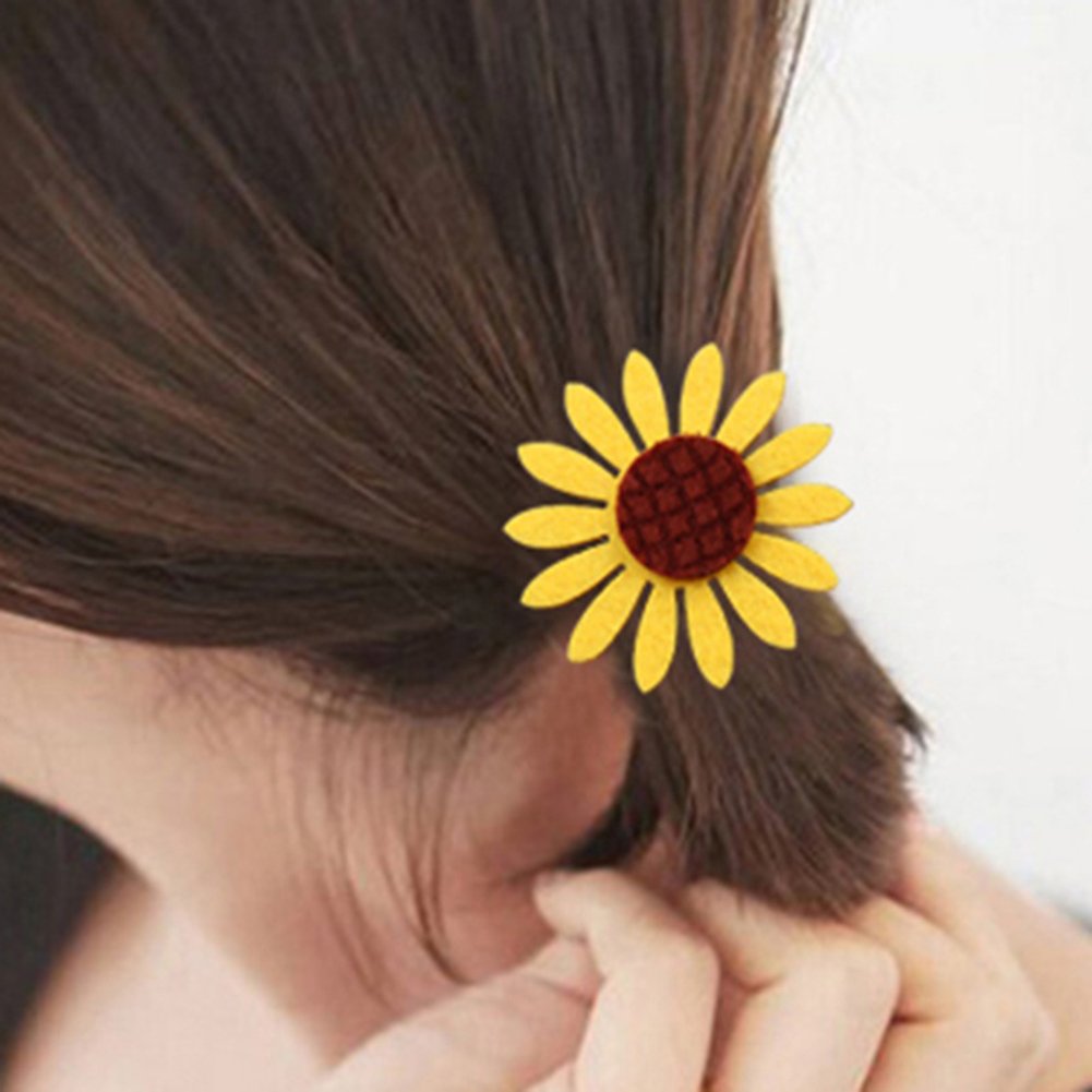 5Pcs Sunflower Elastic Hair Ties - Soft Ponytail Holders for Women & Girls - Perfect for School, Work, Gym, and Everyday Hairstyles