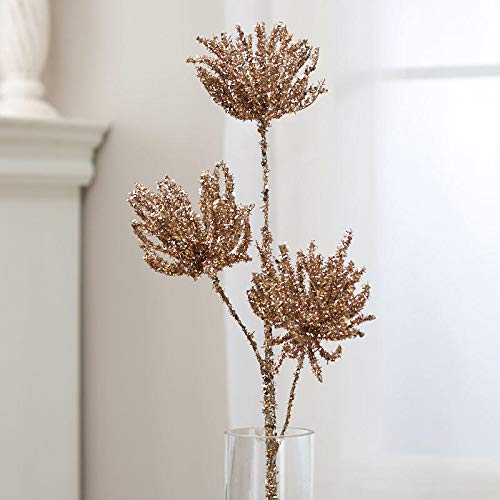 Wholesale Champagne Tinsel Spider Mum Spray - Bulk Artificial Flowers for Wedding Decor, Party Centerpieces & DIY Floral Arrangements - Perfect for Bridal Bouquets, Table Decorations, and Home Craft Projects