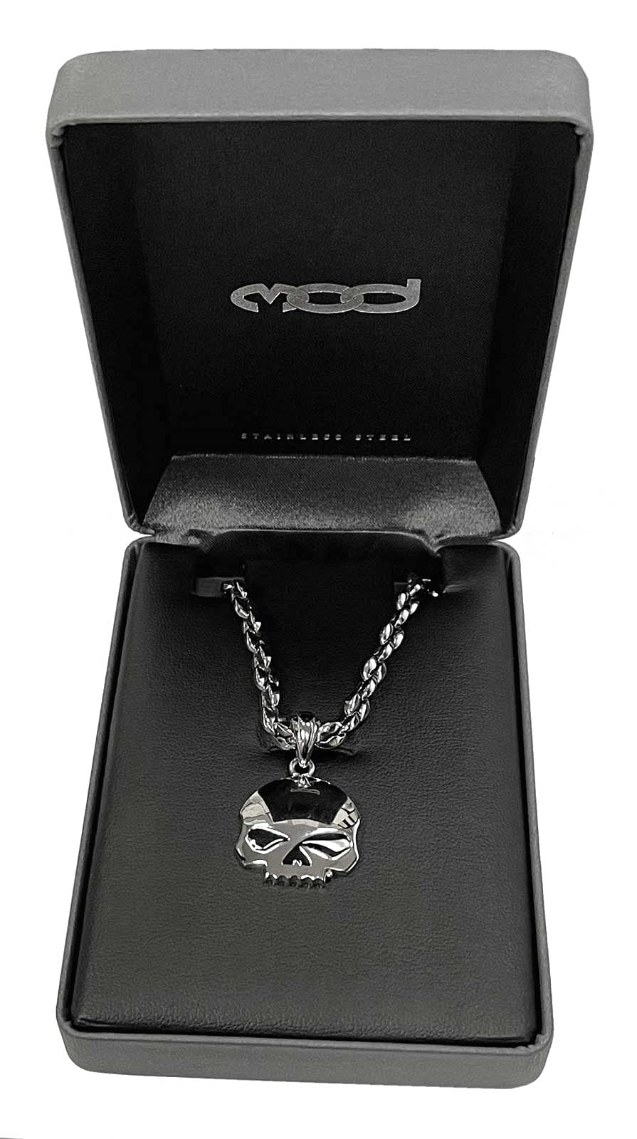 Harley-Davidson Men's Willie G Skull Necklace - Stainless Steel Silver Pendant Chain - Biker Jewelry Gift for Motorcycle Riders - Perfect for Biker Events & Everyday Wear