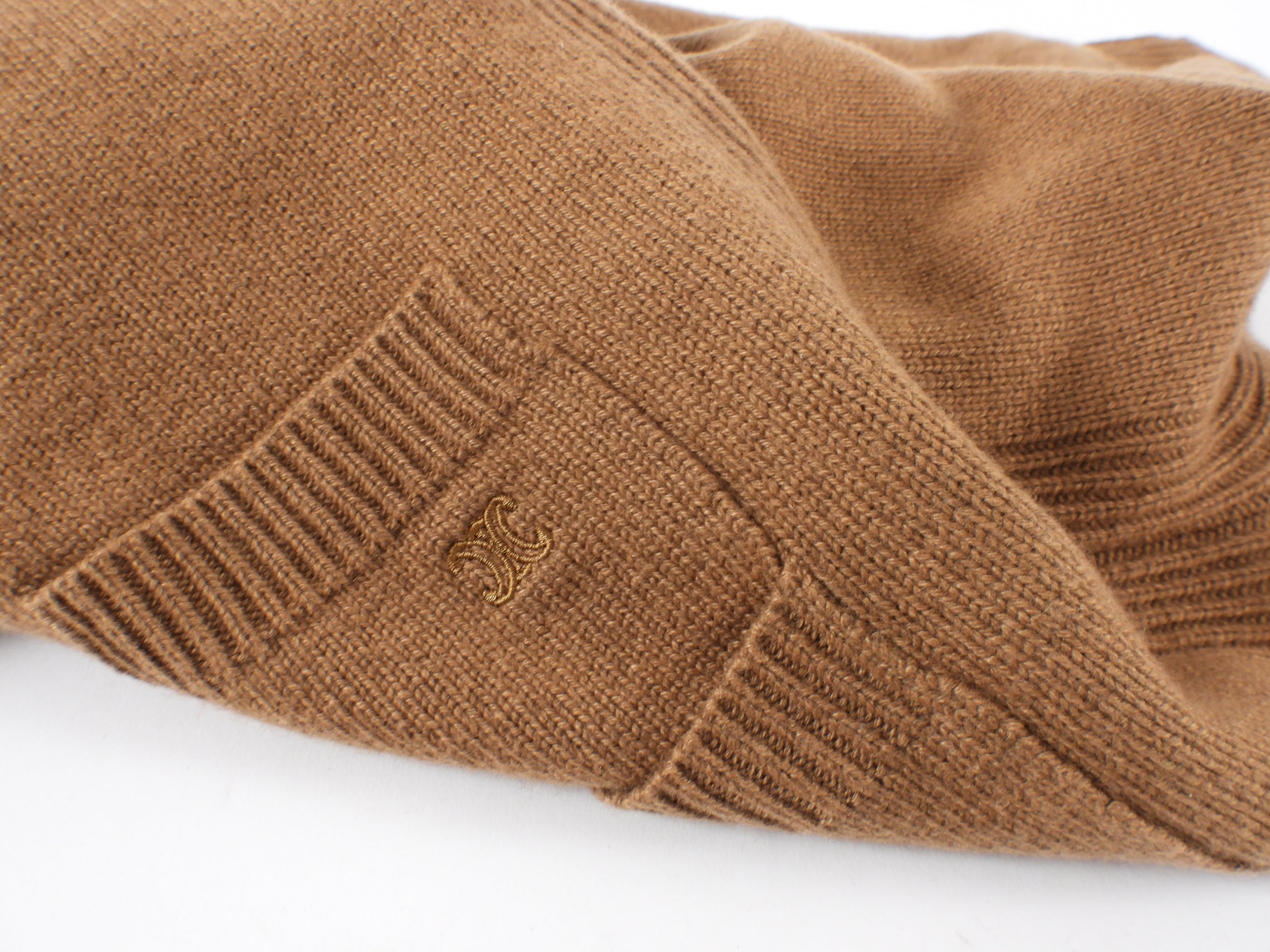 Celine Caramel Brown Cashmere Cardigan Sweater for Women - Soft & Warm Knit Pullover (Sizes S/M) - Perfect for Fall & Winter Fashion, Office Wear & Casual Outings
