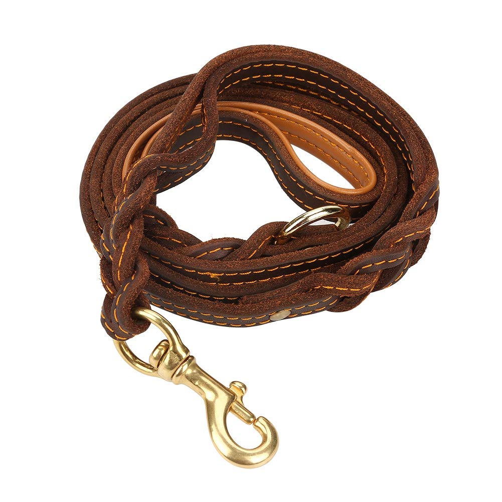 Premium Braided Leather Dog Leash - Handmade Soft & Durable Training Leash for Small, Medium & Large Dogs - Perfect for Walking, Obedience Training & Outdoor Adventures