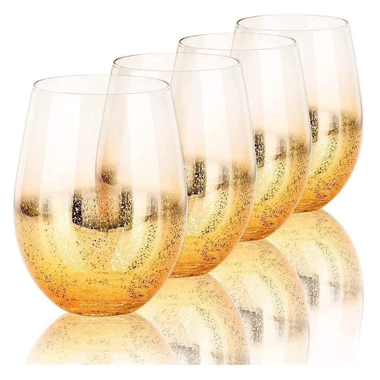 Premium Whiskey Decanter Set with 4 Golden Cocktail Glasses - 18.6 Oz Elegant Wine Decanter & Beverage Tumblers for Whiskey, Wine, Beer, Juice & Water - Perfect for Home Bars, Dinner Parties & Gifts