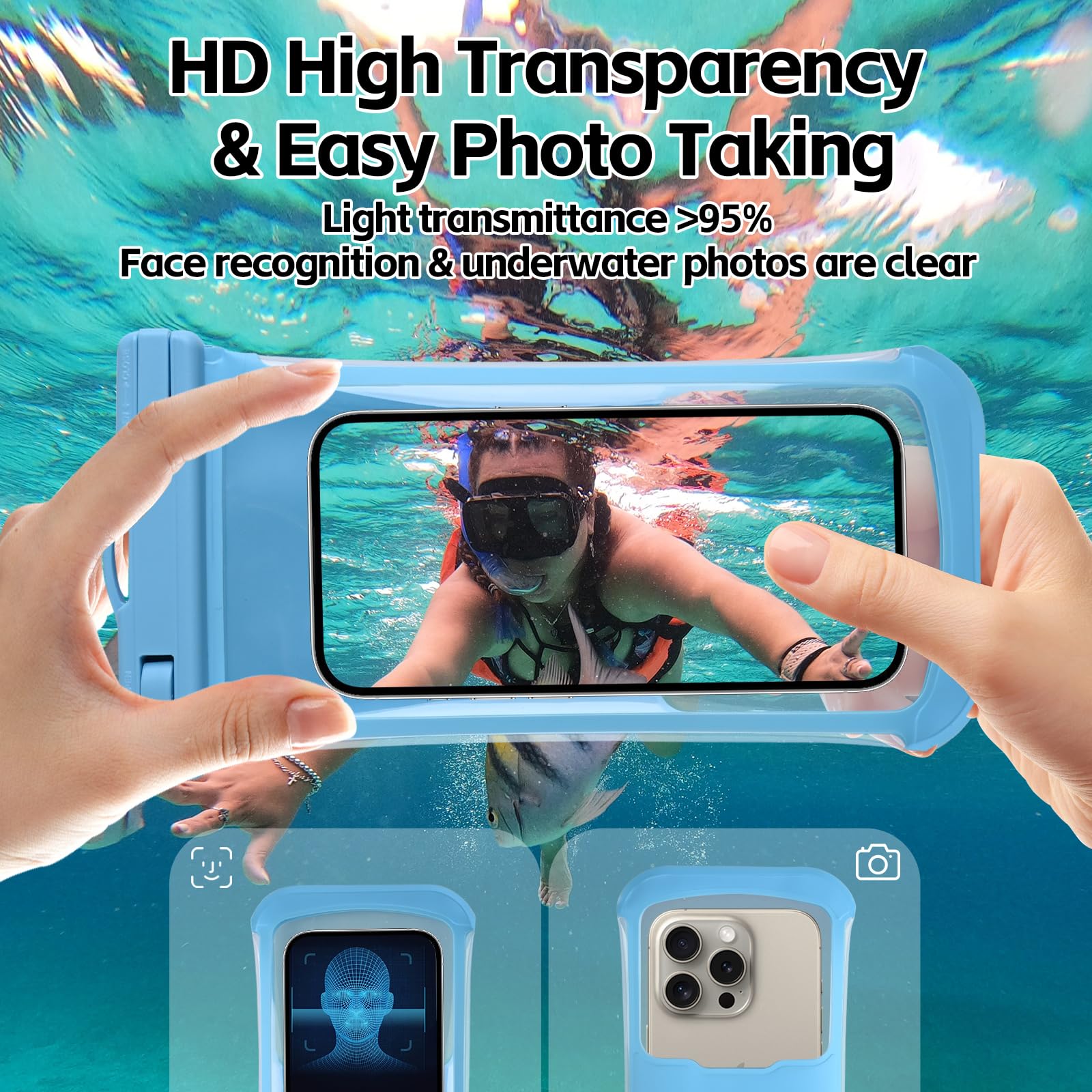 2PCS Waterproof Phone Pouch - IPX8 Certified Universal Phone Case for iPhone 15/14/13 Pro Max & Galaxy S24/S23/Google Pixel (Up to 8