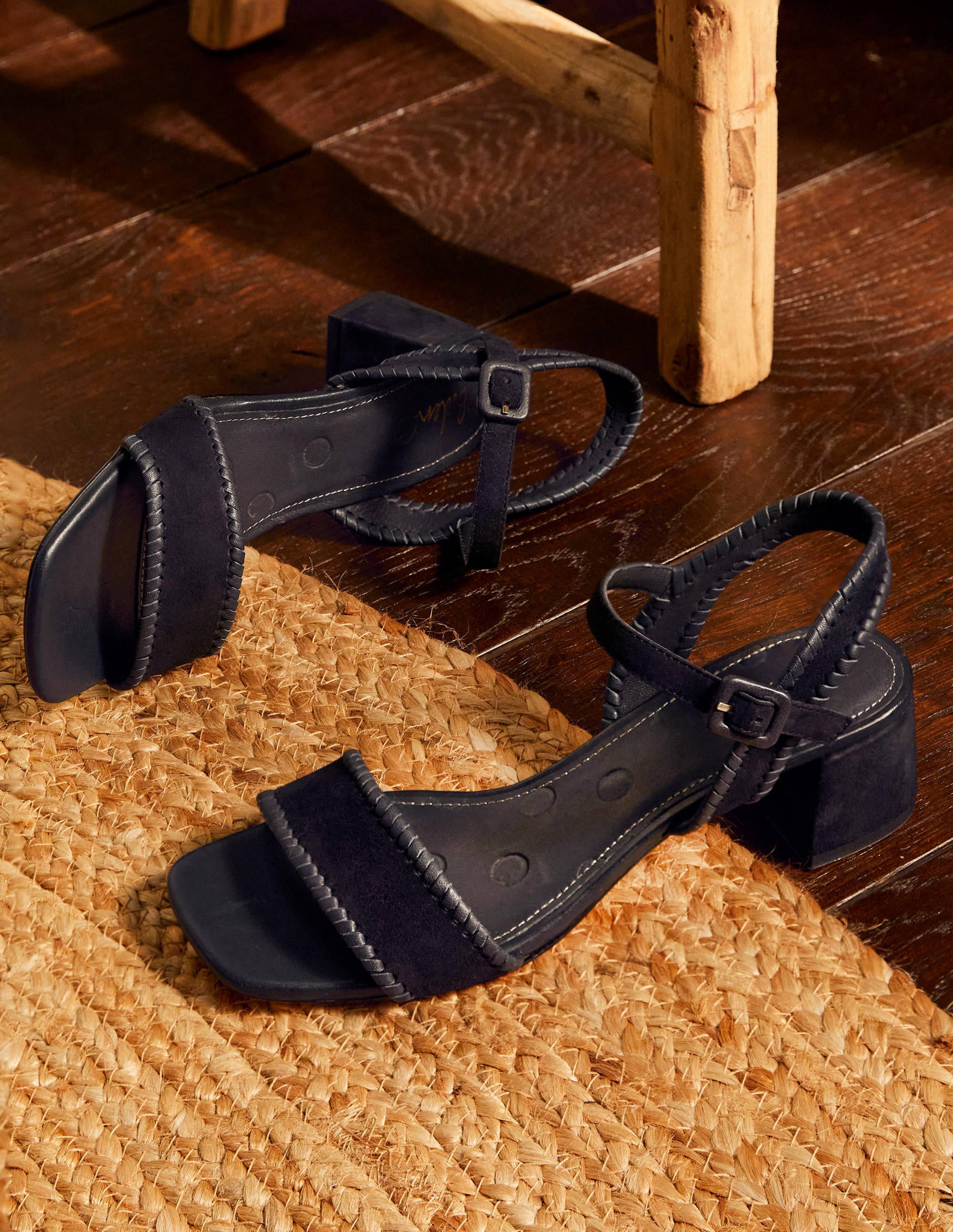 Navy Blue Suede Block Heel Sandals for Women - Comfortable & Stylish Summer Shoes for Weddings, Parties & Casual Outings