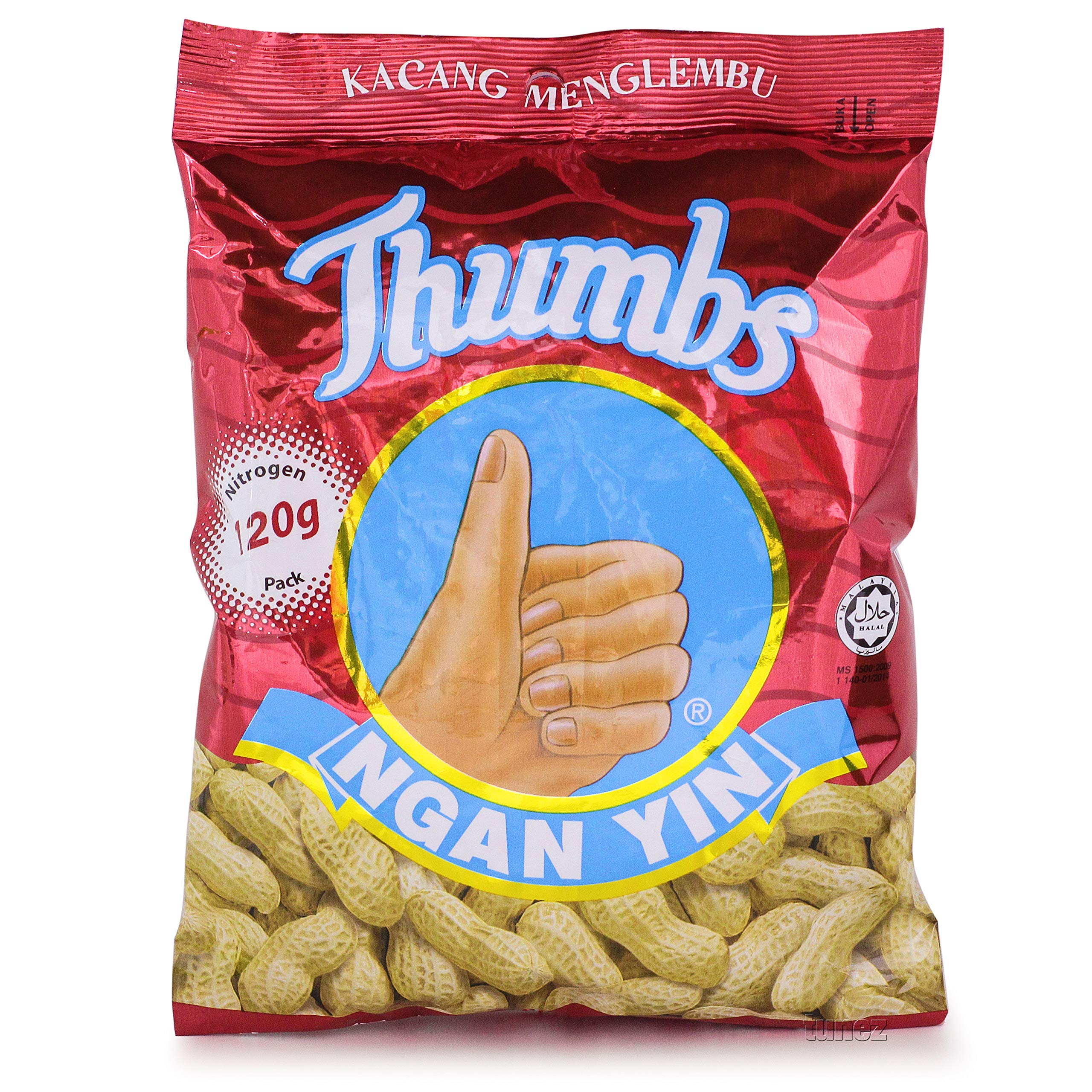 Premium Roasted Ground Peanuts Snack - Halal Certified, Fragrant & Crunchy (120g x 2 Packs) | Perfect for Tea Time, Office Snacks & Movie Nights | Malaysian Original Classic Hand Thumbs Brand