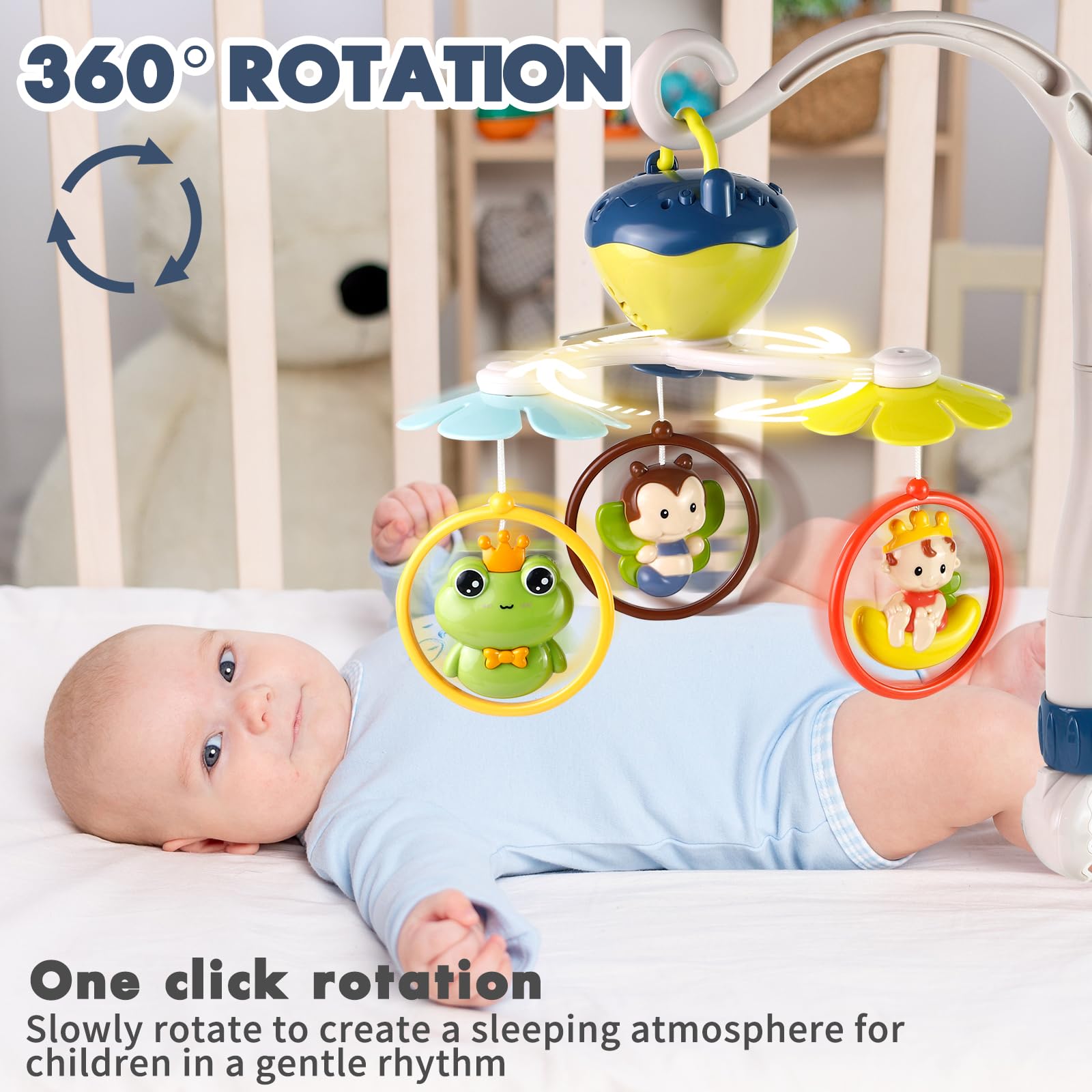 Baby Crib Mobile with Digital Music Box - 8 Soothing Lullabies, Auto-Rotating Nursery Mobile for Boys & Girls (Pink) | Perfect for Newborn Sleep Aid & Nursery Decor