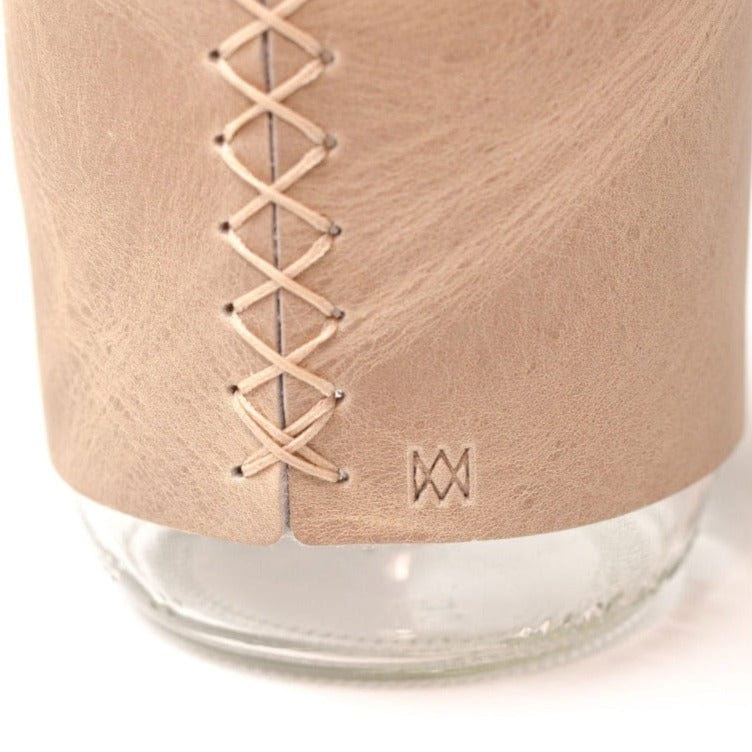 Insulated Leather Mason Jar Sleeve with Glass - Keep Drinks Hot or Cold - Perfect for Coffee, Tea & Outdoor Picnics