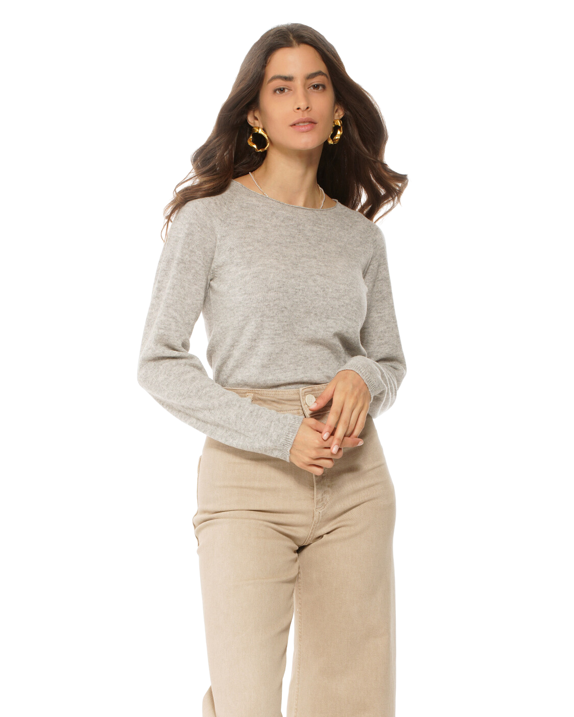 Women's Ultralight Cashmere Sweater - Soft Raglan Crewneck Pullover in Orange | Cozy Winter Wear & Casual Outfit Essential for Work & Travel