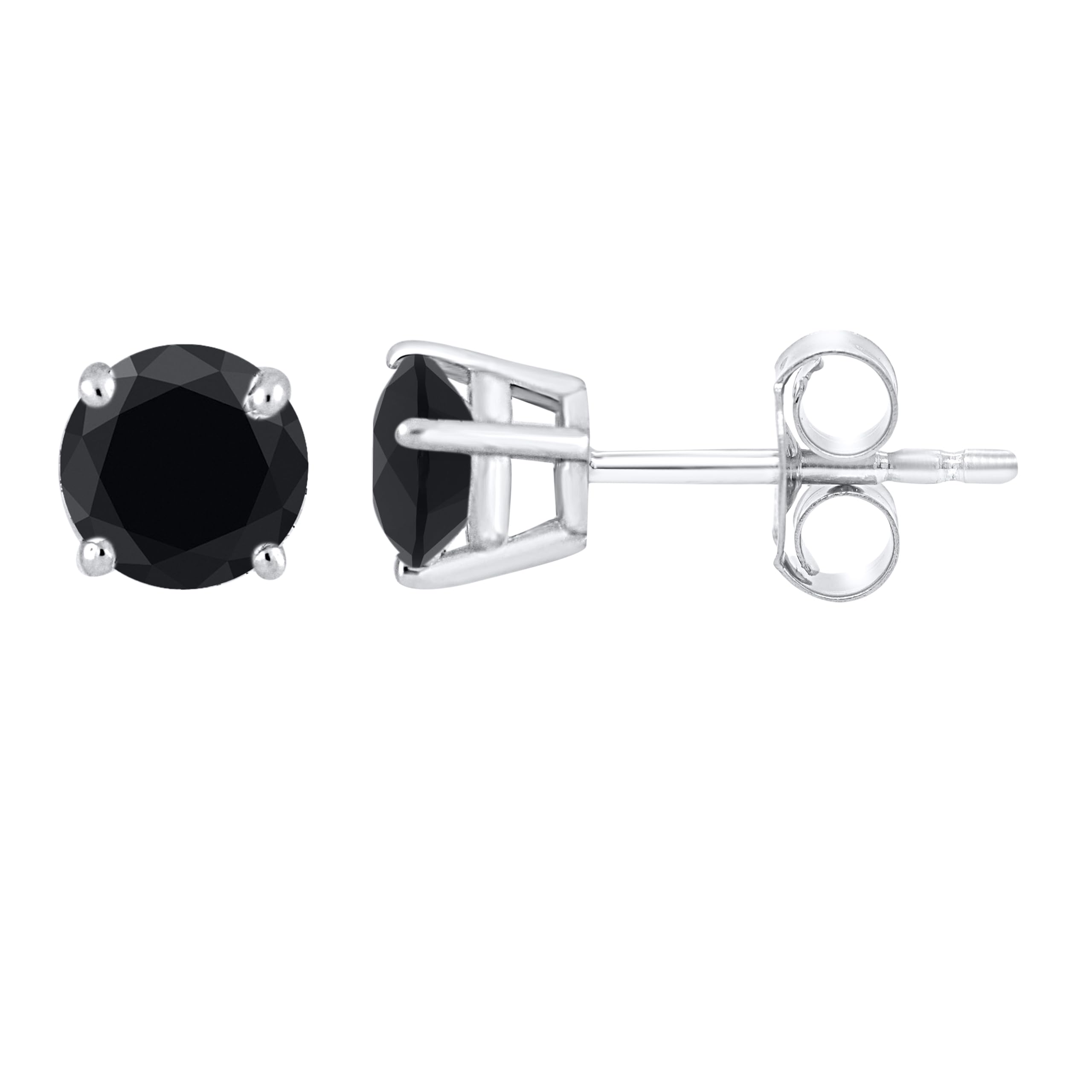 Black Diamond Stud Earrings for Women - 14K White Gold Diamond Earrings | Elegant Everyday Jewelry & Special Occasion Gift