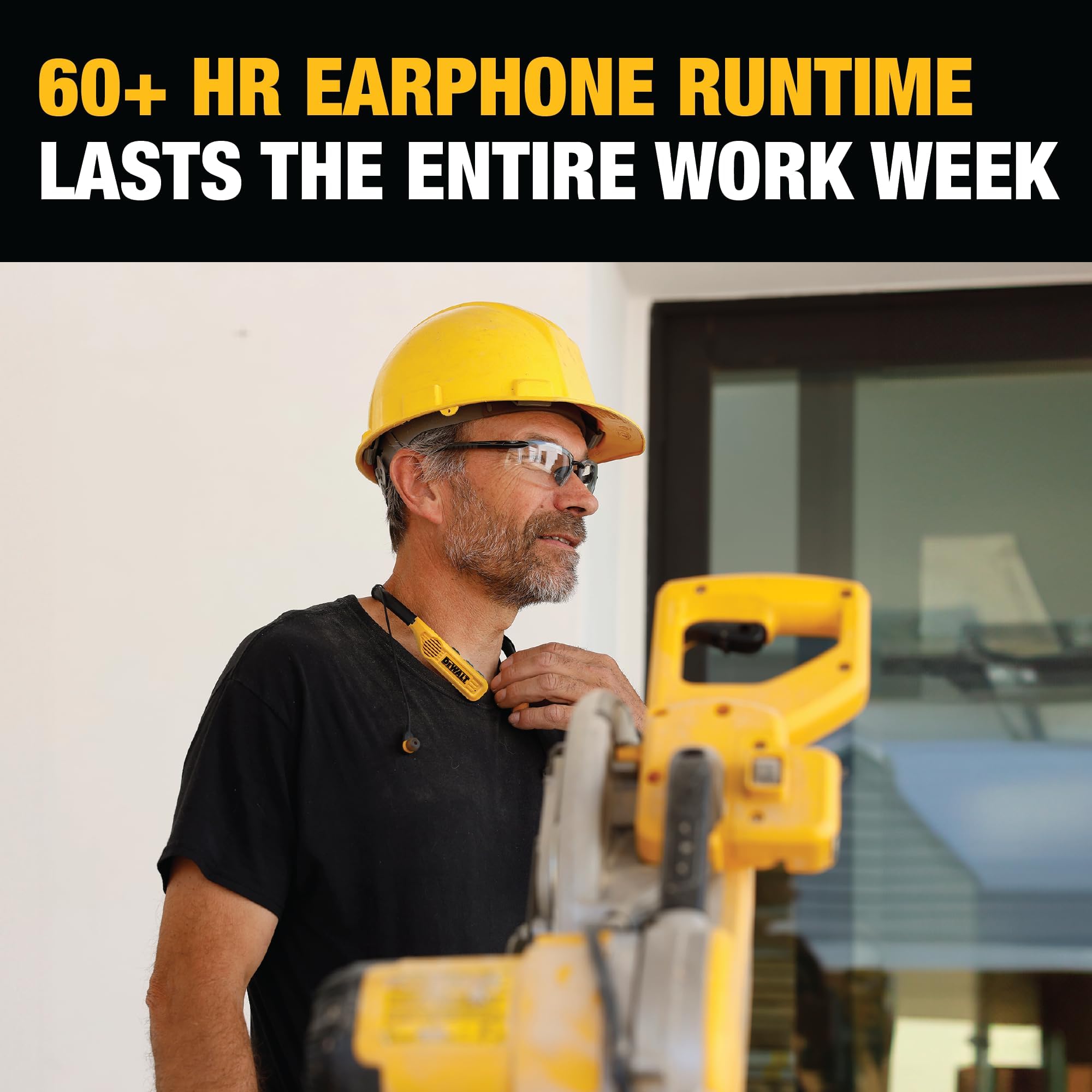 DEWALT 2-in-1 Neckband Bluetooth Headphones with Built-in Speakers - Jobsite Wearable Speaker & Neck Headphones - 60+ Hours Wireless Bluetooth Headset for Hands-Free Music & Calls - Includes Carry Pouch - Perfect for Construction Workers, Gym Enthusiasts & Outdoor Activities
