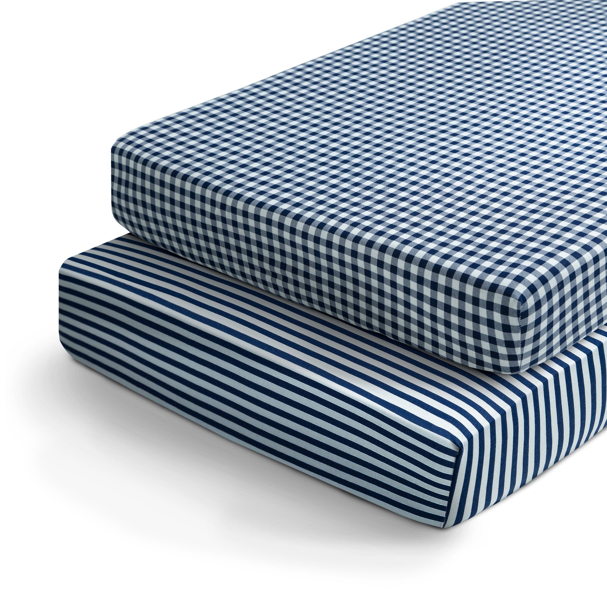 Blue Gingham Fitted Crib Sheets 2 Pack - Soft Baby Crib Bedding Set for Boys & Girls - Perfect for Nursery, Daycare & Travel