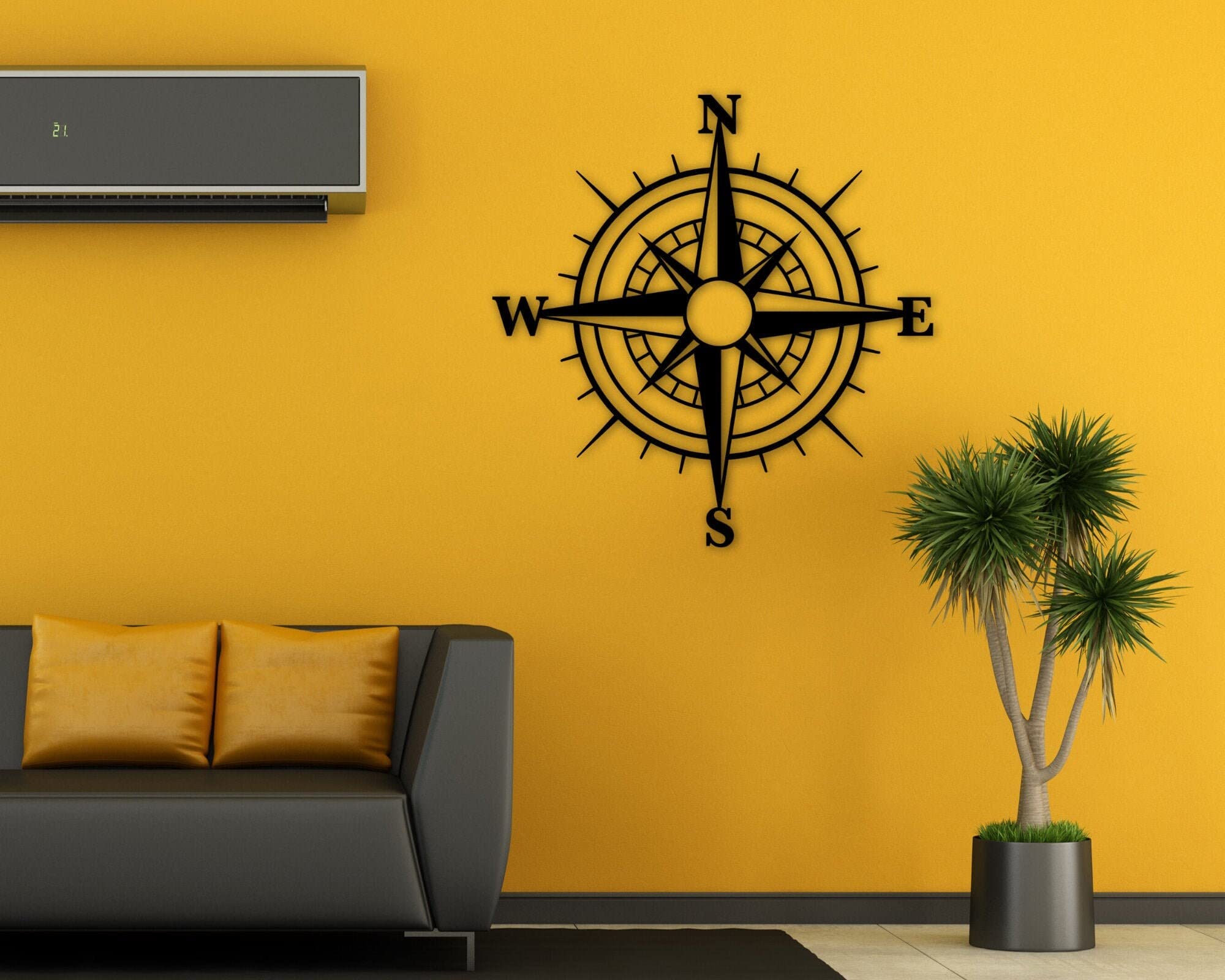 North Star Compass Rose Metal Wall Art - Custom Engraved Compass Decor - Unique Gift for Travelers & Adventurers - Perfect for Home, Office, or Cabin Decor