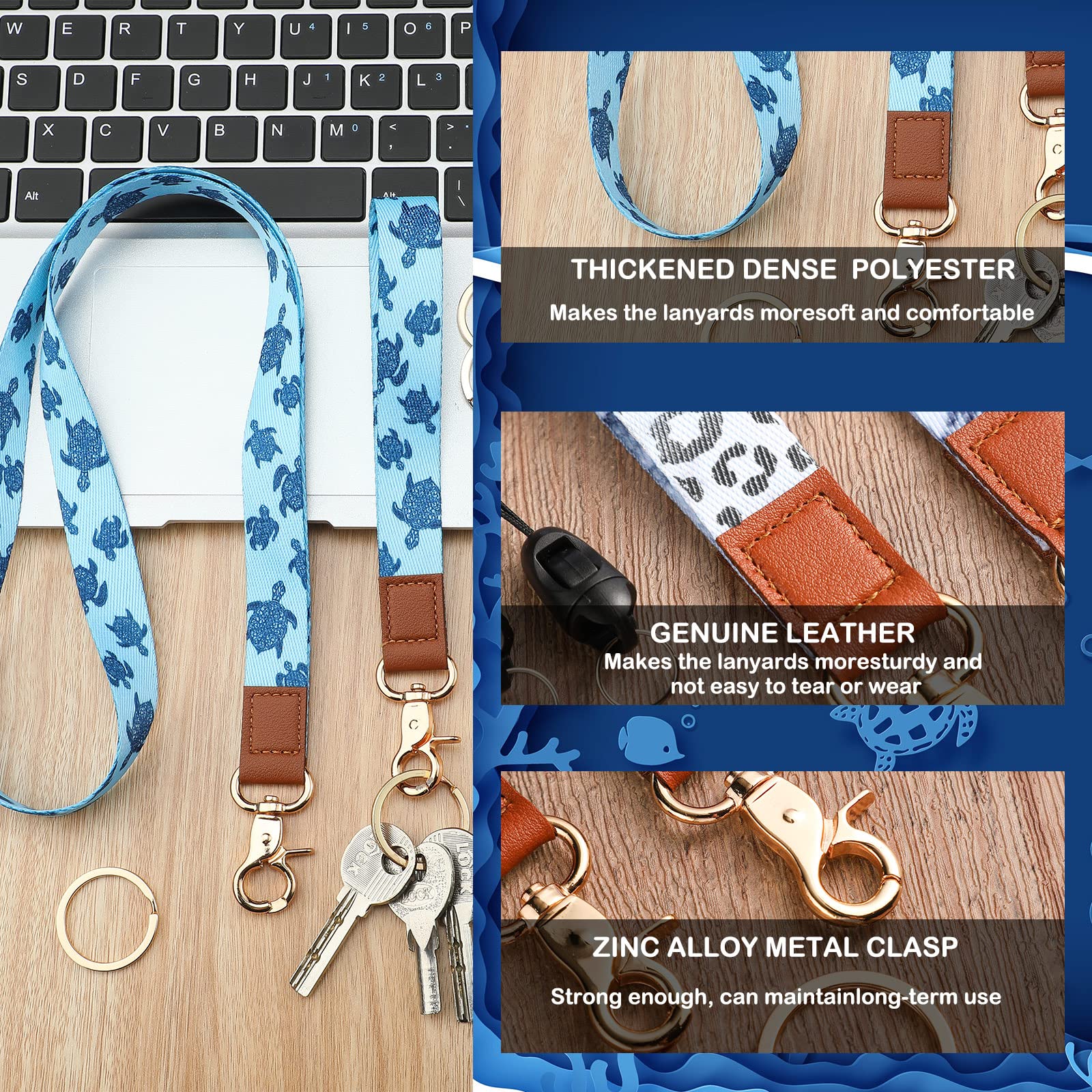 MTLEE 8 Pcs Detachable Key Lanyards for Men & Women - Keys & ID Holder for Work & Travel