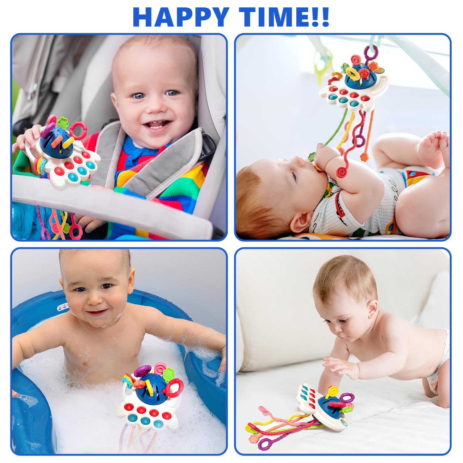 Montessori Sensory Toys for Toddlers 18 Months - Pull String Learning Toys for Boys & Girls - Best Christmas & Birthday Gifts (Blue) - Perfect for Early Childhood Development & Interactive Playtime