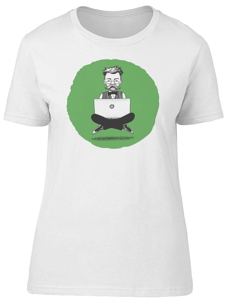 Men's Laptop Working Graphic T-Shirt - Comfortable Cotton Tee for Office, Remote Work & Casual Wear