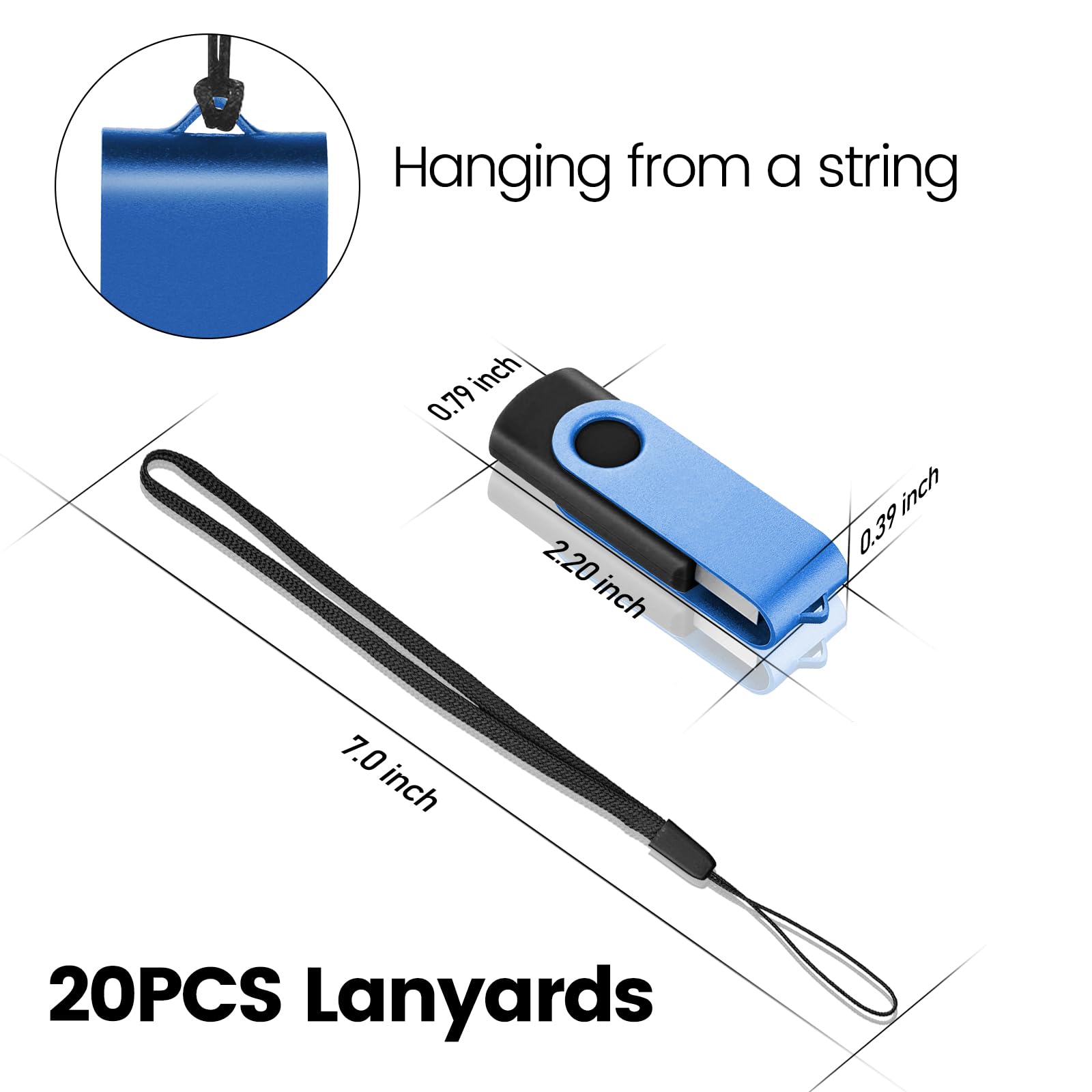EASTBULL 128MB USB 2.0 Flash Drives 20-Pack with Lanyards - Bulk Colorful Swivel Thumb Drives for School & Office Storage