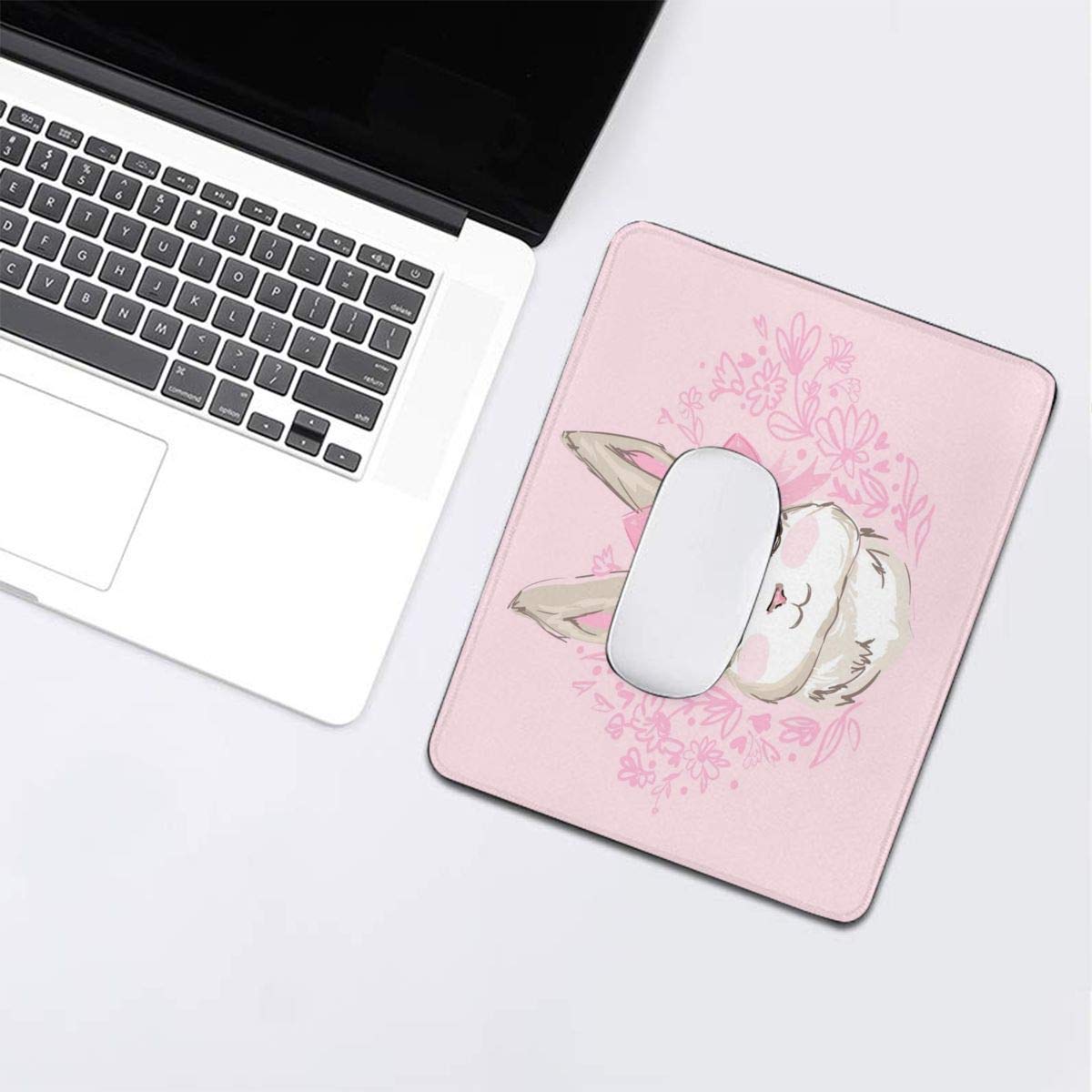 Non-Slip Gray Rabbit Design Rubber Mouse Pad - Round & Square Shapes for Home Office Computer Use, Gaming, and Workstations