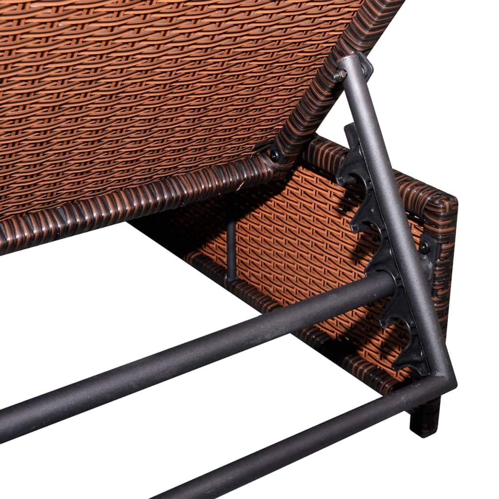 2-Piece Brown Poly Rattan Outdoor Chaise Lounge Set with Side Table - Perfect for Poolside, Beach, Garden, Balcony, Patio & Yard Relaxation