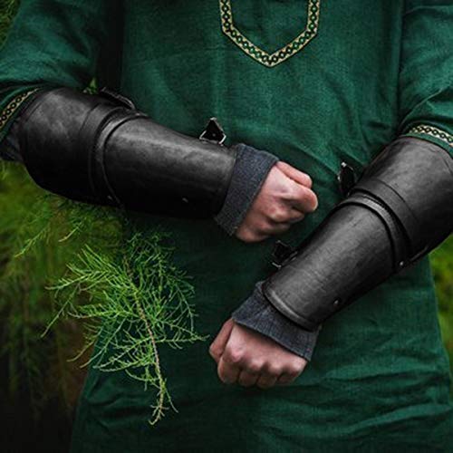 Medieval Gauntlet Wristband - Punk Gothic Faux Leather Armor Bracer with Buckles for LARP, Cosplay & Renaissance Fairs | Costume Accessory for Halloween & Historical Reenactments