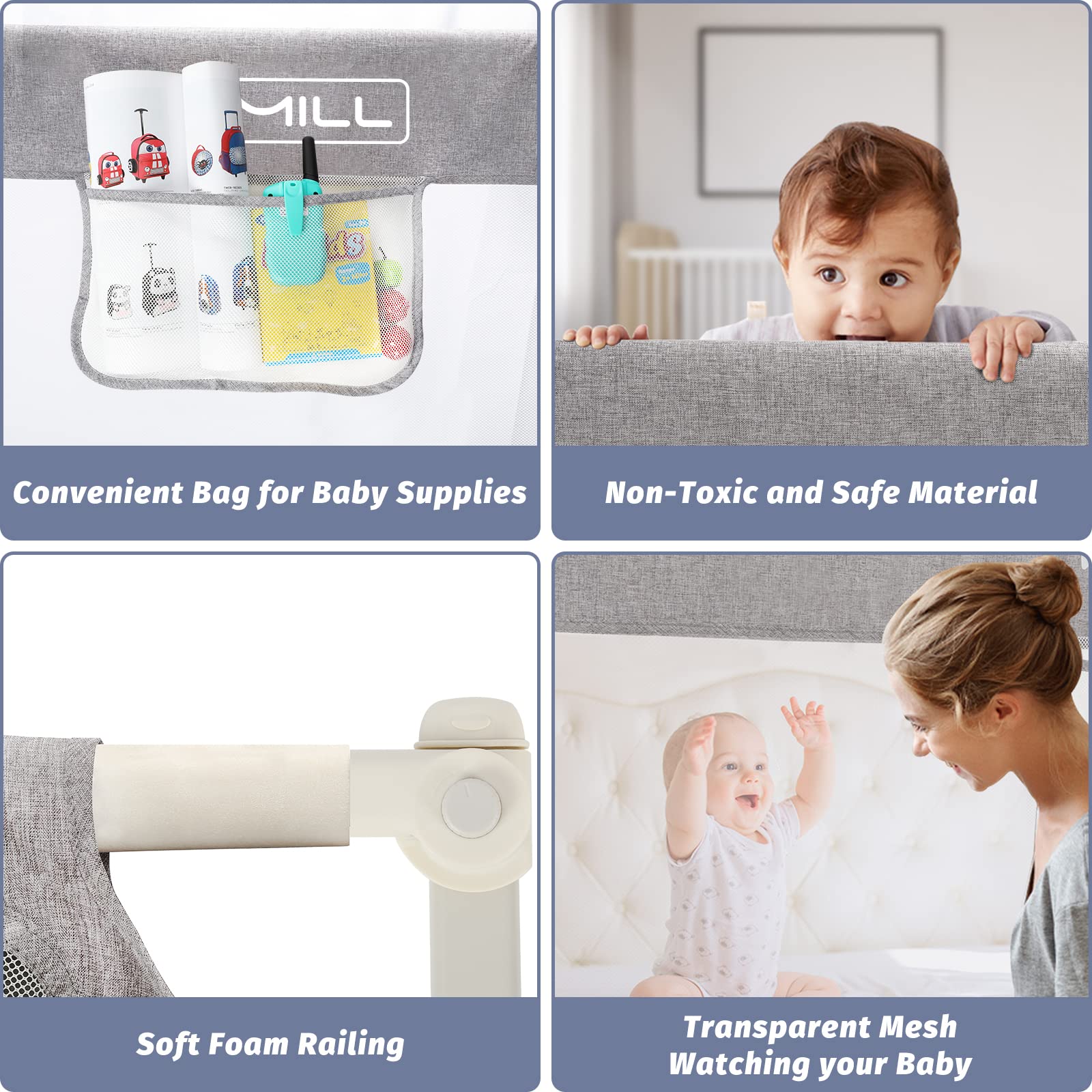 Upgraded FAMILL Twin Bed Rails for Toddlers - Baby Bed Safety Guard Rail for Children, 54