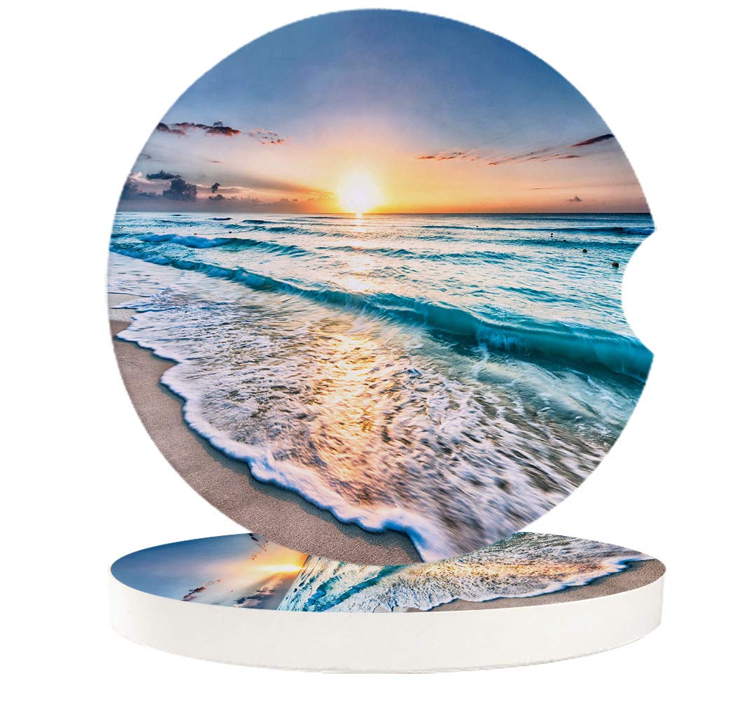 2-Pack Absorbent Stone Car Coasters for Drinks - 2.56