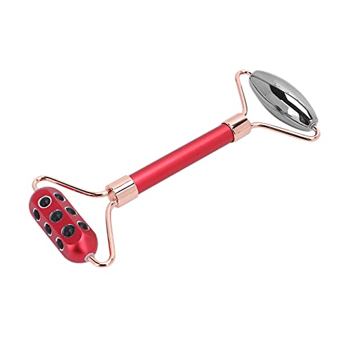 Terahertz Face Roller with Zinc Alloy Frame - Facial Massage Tool for Skin Tightening & Wrinkle Reduction | Includes Gift Box (Red) | Perfect for Home Spa & Anti-Aging Skincare Routine