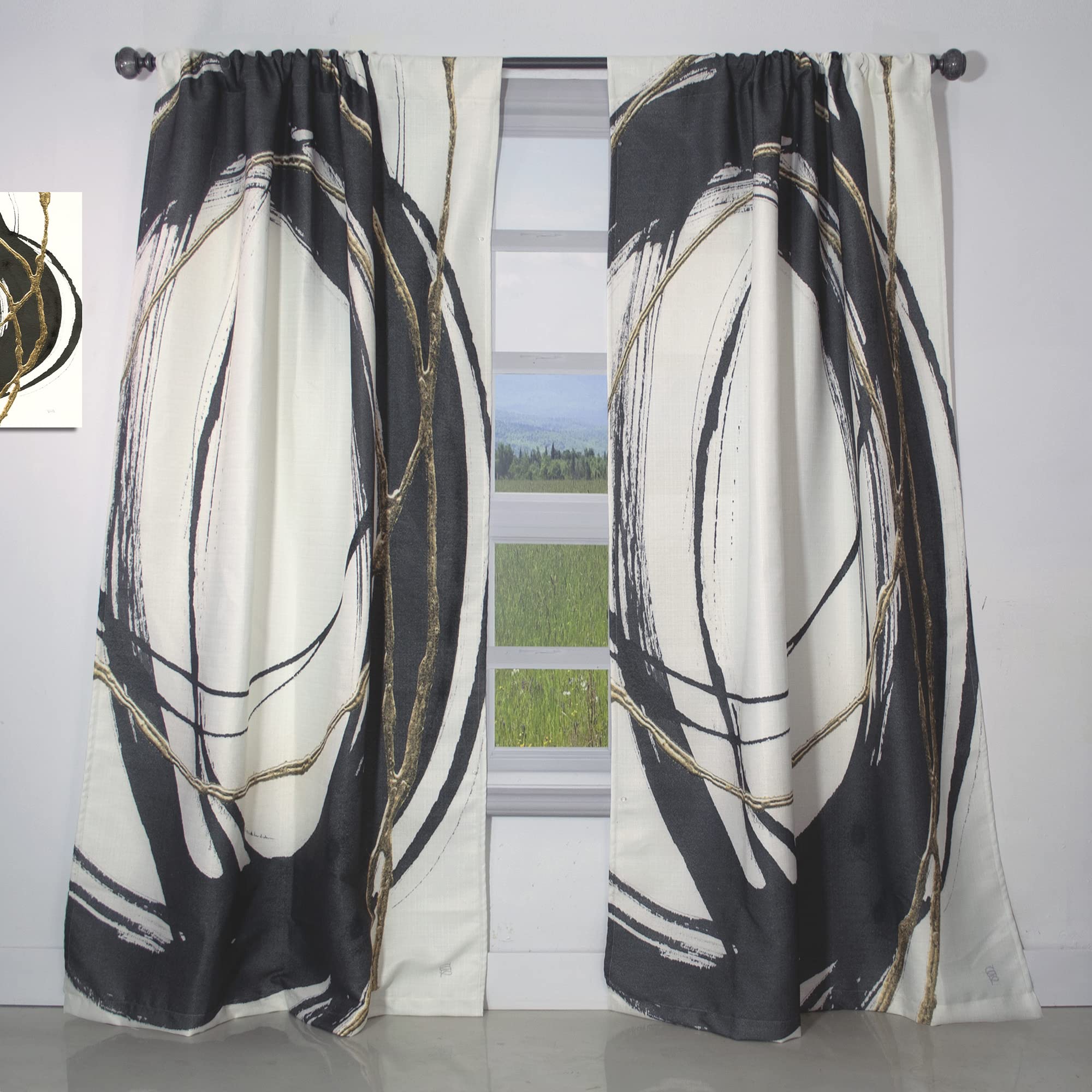 Gold Glamour Circle III Thermal Insulated Curtains - Single Panel 52x120 Inches - Elegant Drapes for Bedroom & Living Room - Perfect for Energy Saving & Light Blocking