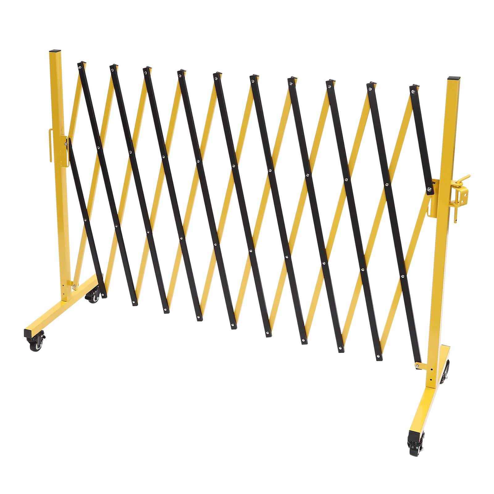 Foldable Industrial Expandable Metal Barricade - Adjustable Safety Barrier Gate with Wheels, Portable Traffic Fence (Yellow & Black, Expands to 11 Feet) - Ideal for Crowd Control, Construction Sites & Event Safety Management