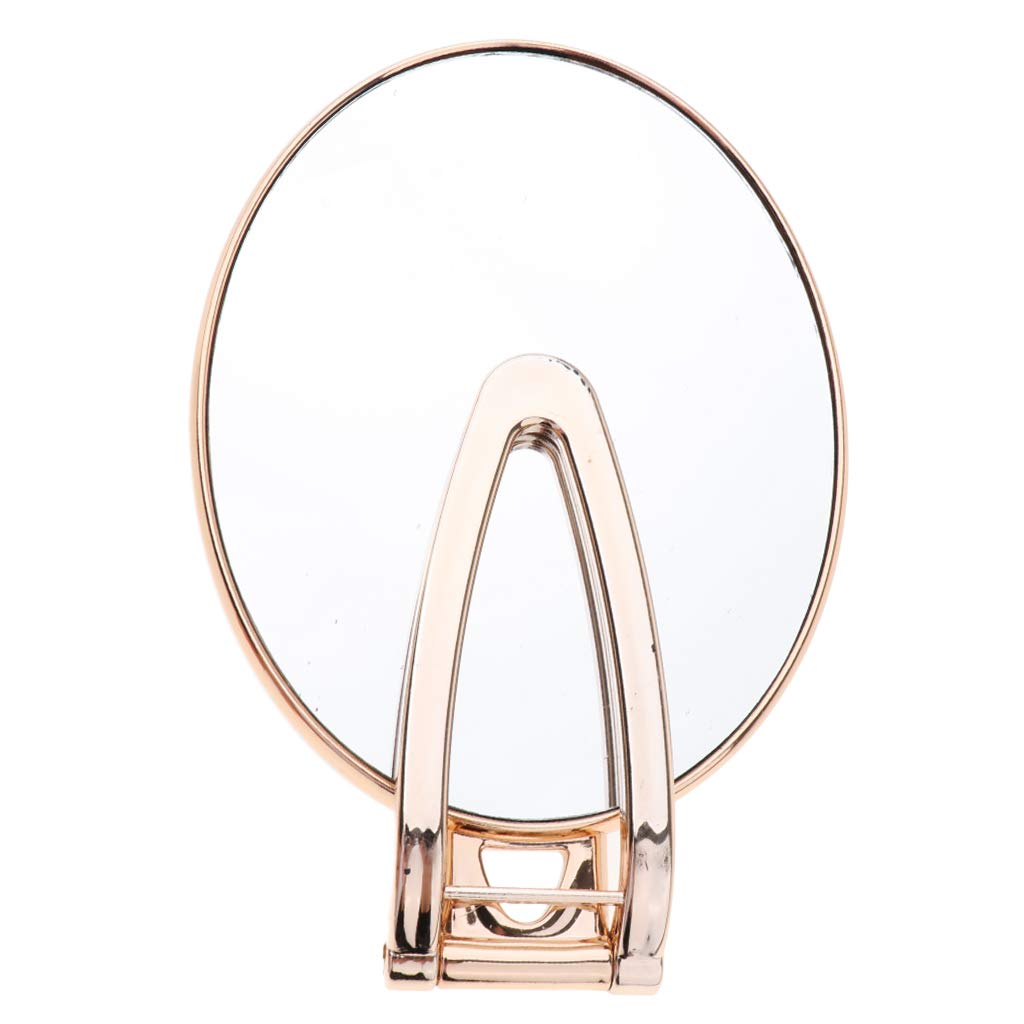 VMS INDIA Portable Folding Double-Sided Makeup Mirror with Stand - Travel Vanity Mirror for Home & On-the-Go (Golden) | Perfect for Travel, Bedroom, Bathroom & Professional Makeup Artists