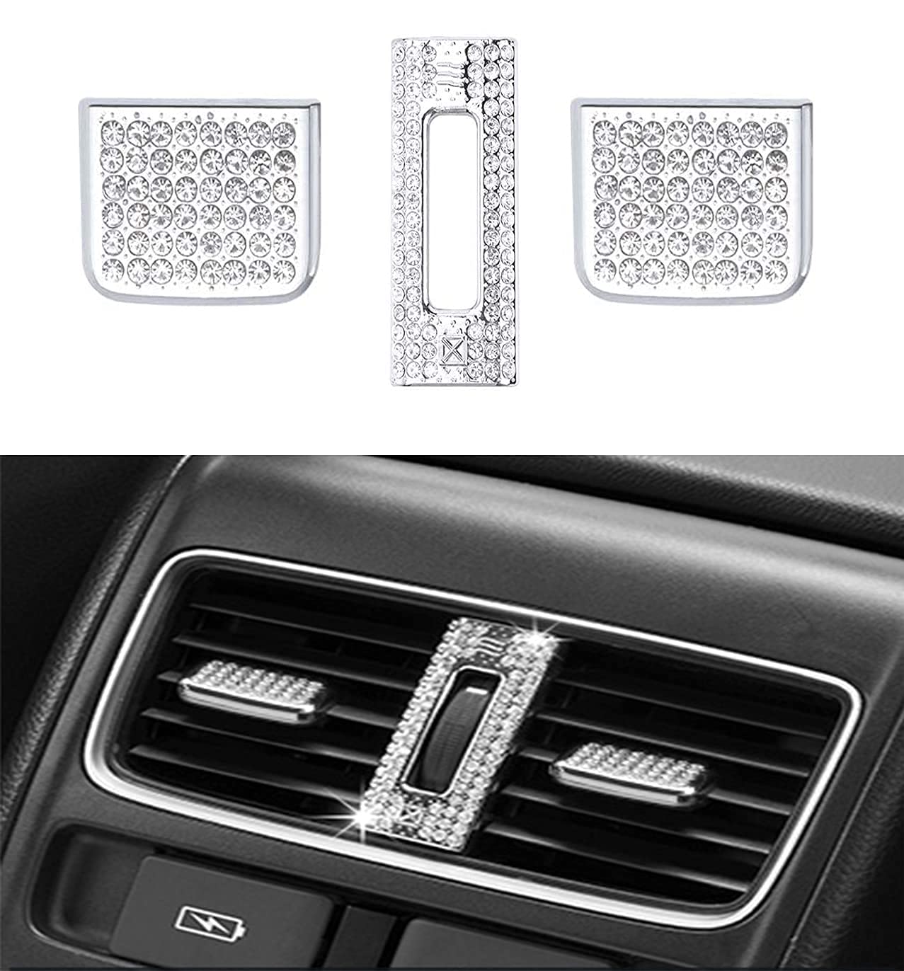 Sparkling Rhinestone Gear Shift Knob Cover & Exhaust Port Switch Pull Sheet for 2018-2021 Honda Accord 10th Gen - Stylish Car Interior Accessories for Women, Gift Ideas & Night Driving Enhancement