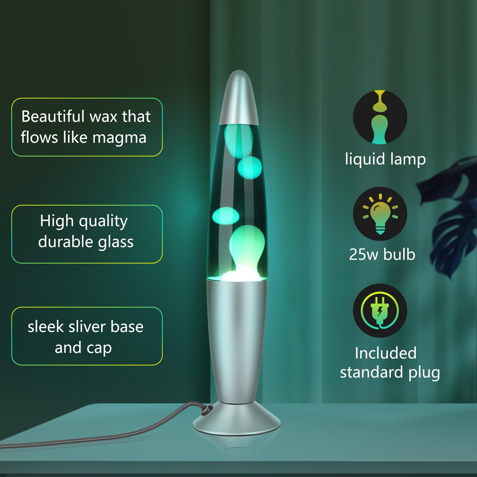 13-Inch Liquid Motion Lamp - Relaxing Wax Flow Night Light for Home, Office, Bedroom - Perfect Gift for Kids, Adults & Teens (Light Blue Liquid, White Wax) - Ideal for Stress Relief, Meditation, Christmas Decor & Birthday Presents