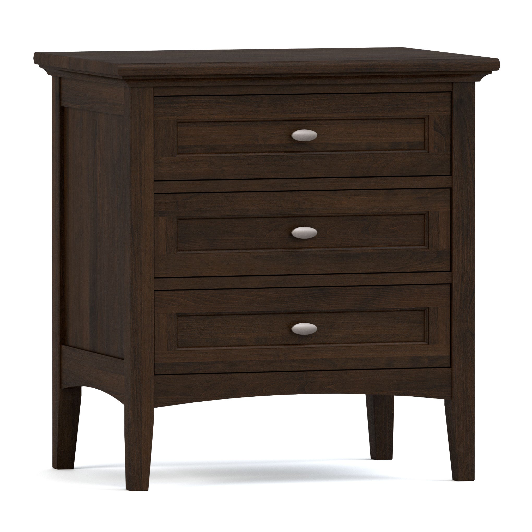 Revere Three Drawer Nightstand - Modern Bedside Table with Storage for Bedroom, Living Room & Office - Solid Wood Night Stand with Smooth Gliding Drawers