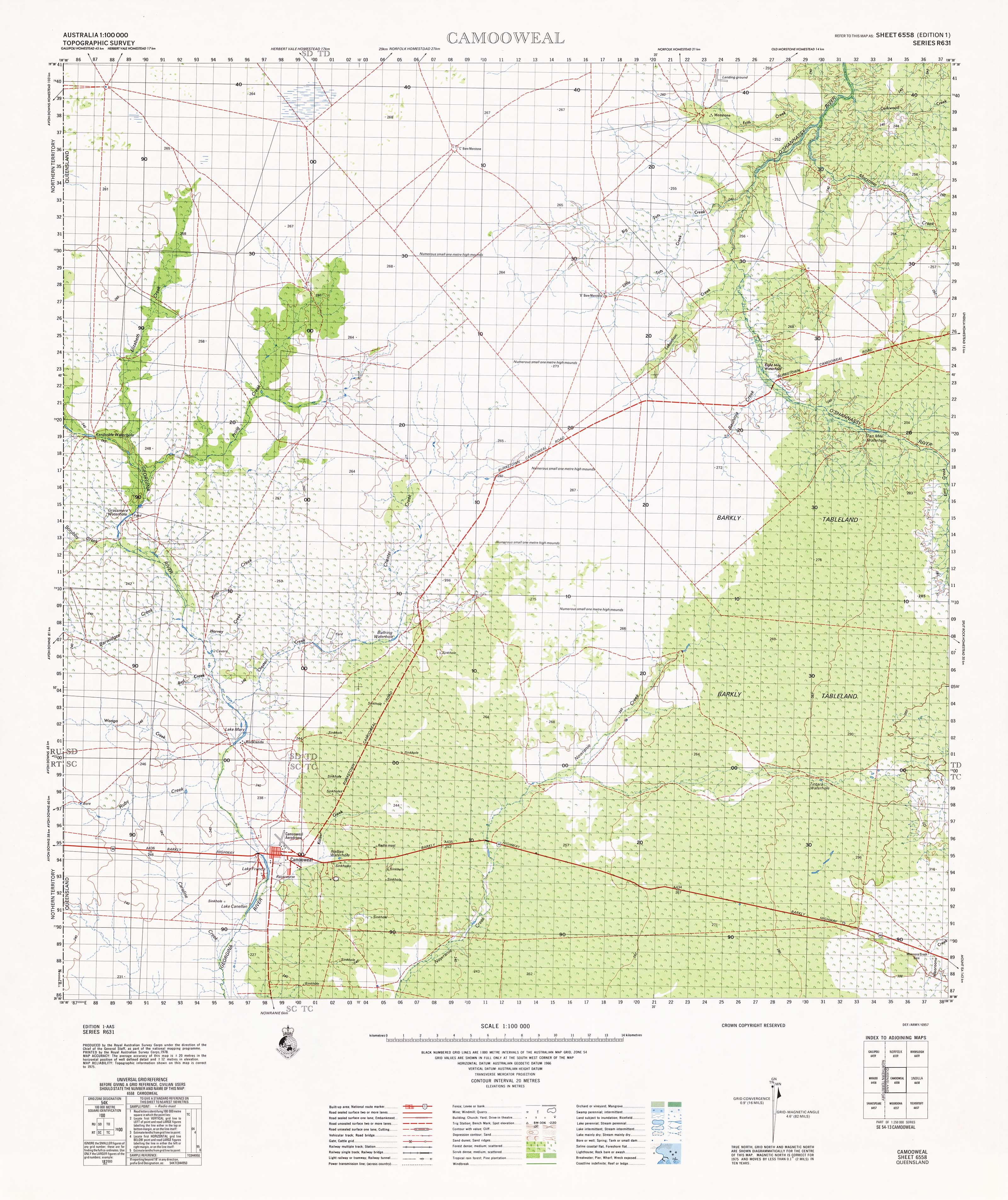 6558 Camooweal 1:100,000 Scale Topographic Map - Detailed Hiking, Camping & Outdoor Adventure Navigation