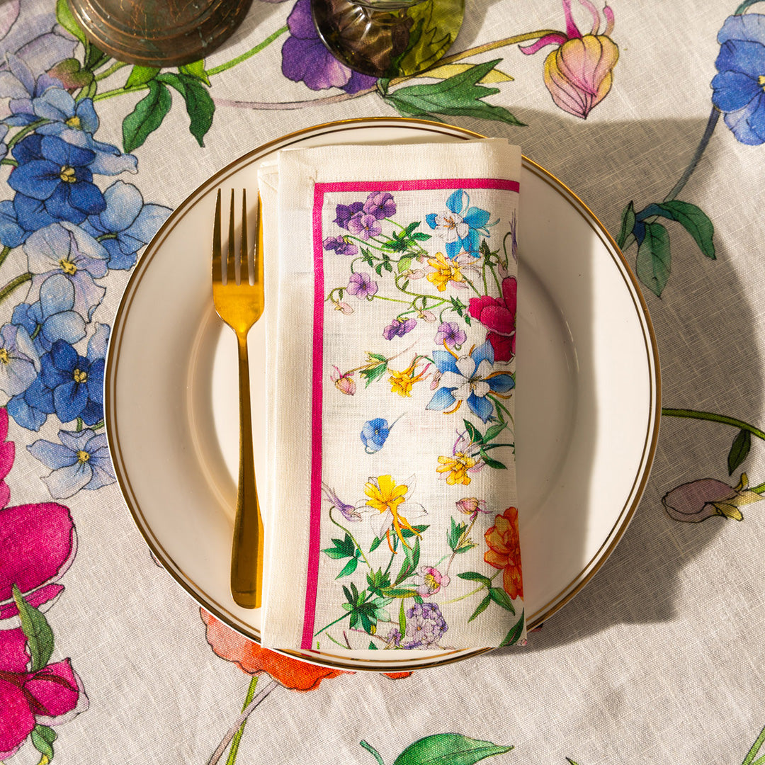 Premium Molti Fiori Italian Napkins Set of 4 - Elegant Floral Design Cotton Table Linens for Dining, Parties & Home Decor