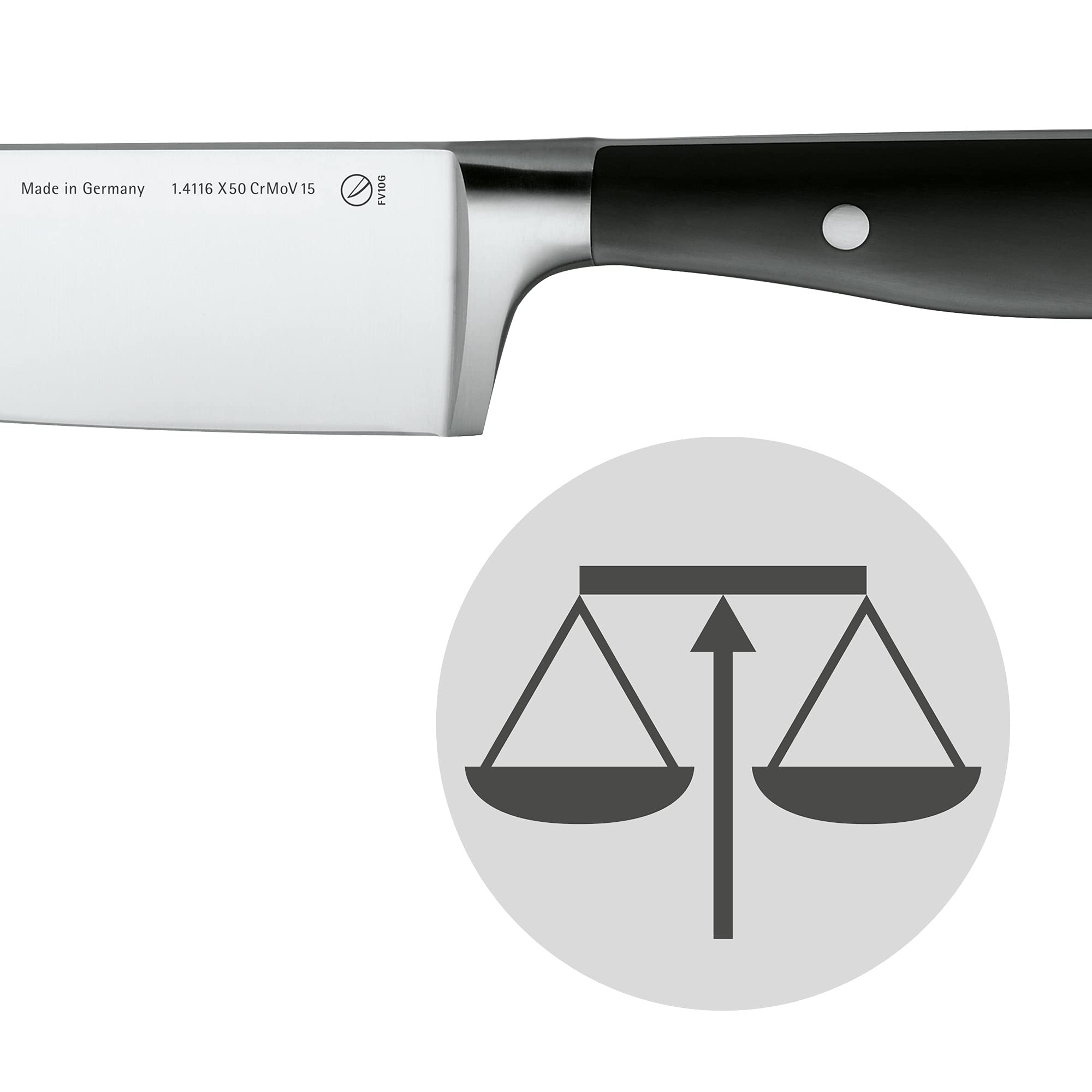 Premium WMF 3-Piece Stainless Steel Grand Class Kitchen Knife Set - Chef Knife, Paring Knife, Utility Knife - Black Ergonomic Handles for Professional Cooking & Food Prep - Perfect for Home Chefs & Culinary Enthusiasts