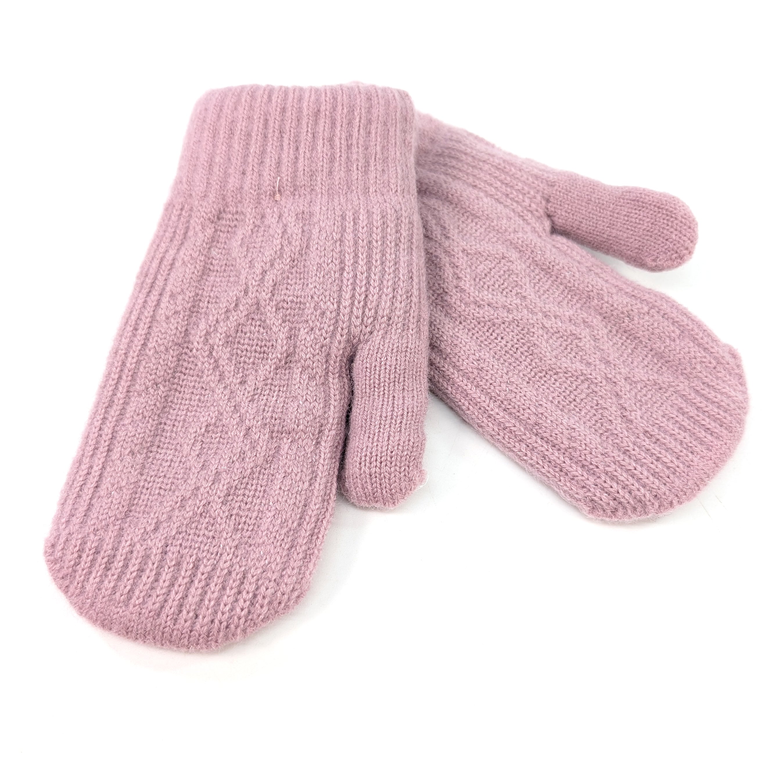 Warm Cable Knit Mittens for Kids - Medium Size, Light Pink - Perfect for Winter Play & Outdoor Activities