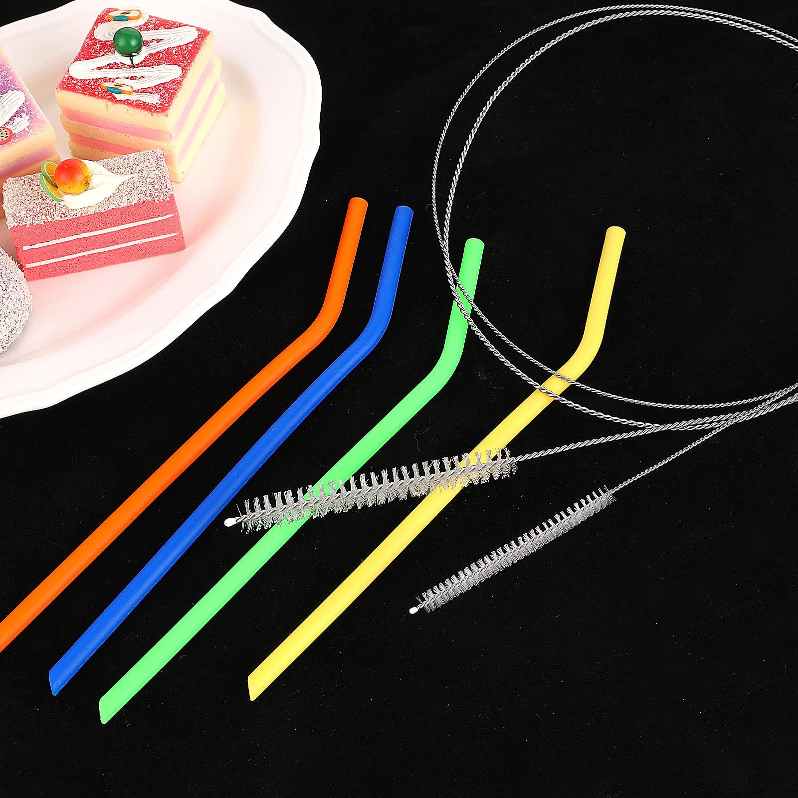4-Pack 40-Inch Stainless Steel Pipe Cleaner Brush with Nylon Bristles - Long Flexible Tube Cleaner for Aquariums, Home Kitchen, Straws & Narrow Bottles - Heavy Duty Cleaning Brush for Hard-to-Reach Areas