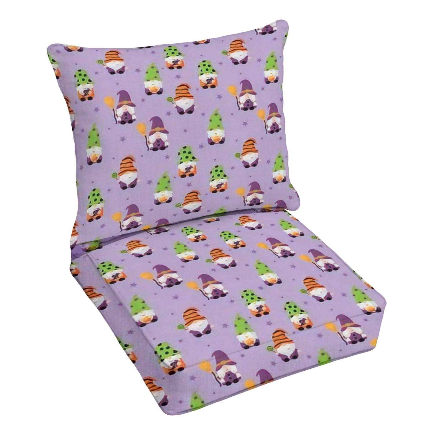 Premium Outdoor Deep Seating Cushion Set - Halloween Gnome Cartoon Design Waterproof Patio Furniture Cushions for Lounge Chairs - Perfect for Garden, Poolside, and Backyard Relaxation